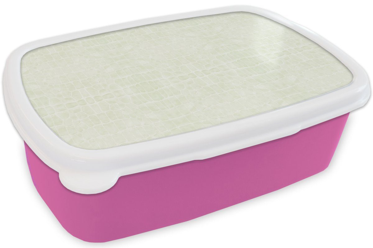 MuchoWow Lunchbox Leder - Snackbox, Erwachsene, Tierhaut, Kinder, Mädchen, Brotbox Kunststoff rosa für Kunststoff, - Textur Brotdose (2-tlg)