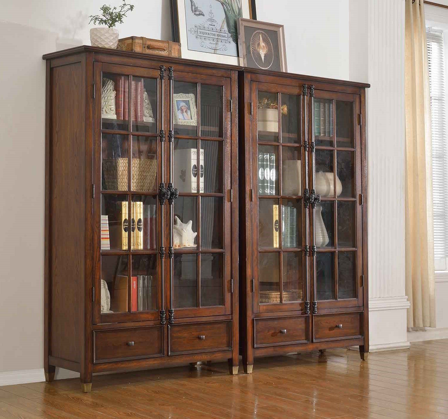 Vitrine 2er Set Vitrinen aus Holz mit Glastüren und Stauraum