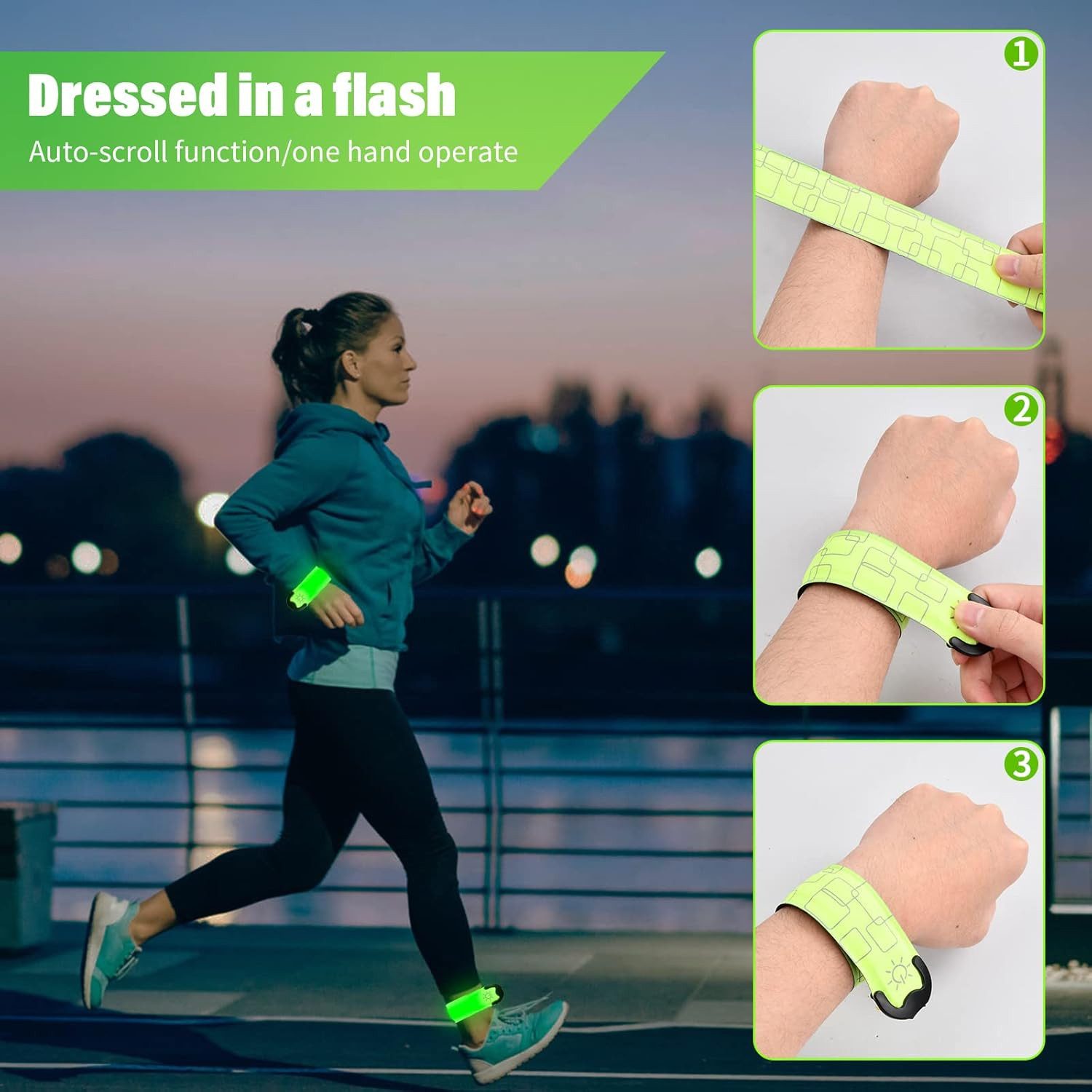 FELIXLEO Armband mit Gravur Led Armband Aufladbar 4 Stk USB Leuchtarmband Laufen