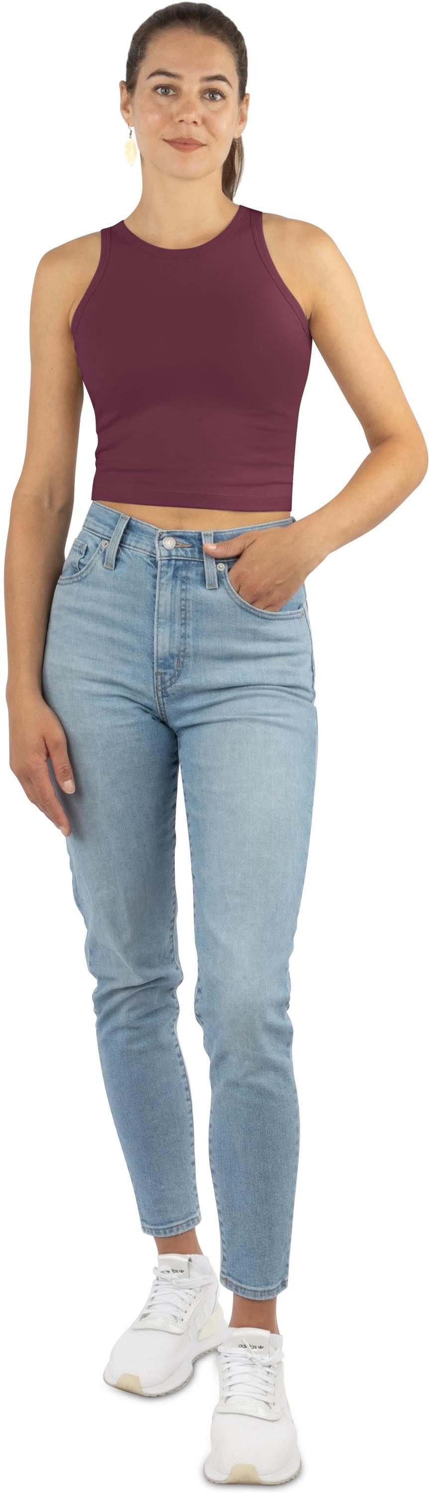 Janice Tanktop 2 x Damen crop Top hochgeschlossen Niah Kurzes Tanktop aus Baumwolle