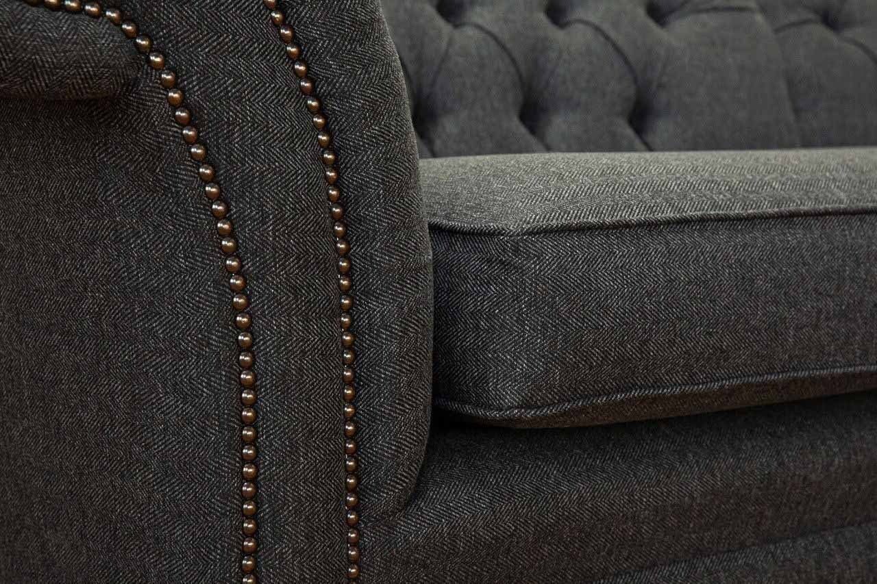 Stoff JVmoebel Design Sitz Europe Graues Made Chesterfield Ecksofa Ecksofa Textil, Couch L-Form in