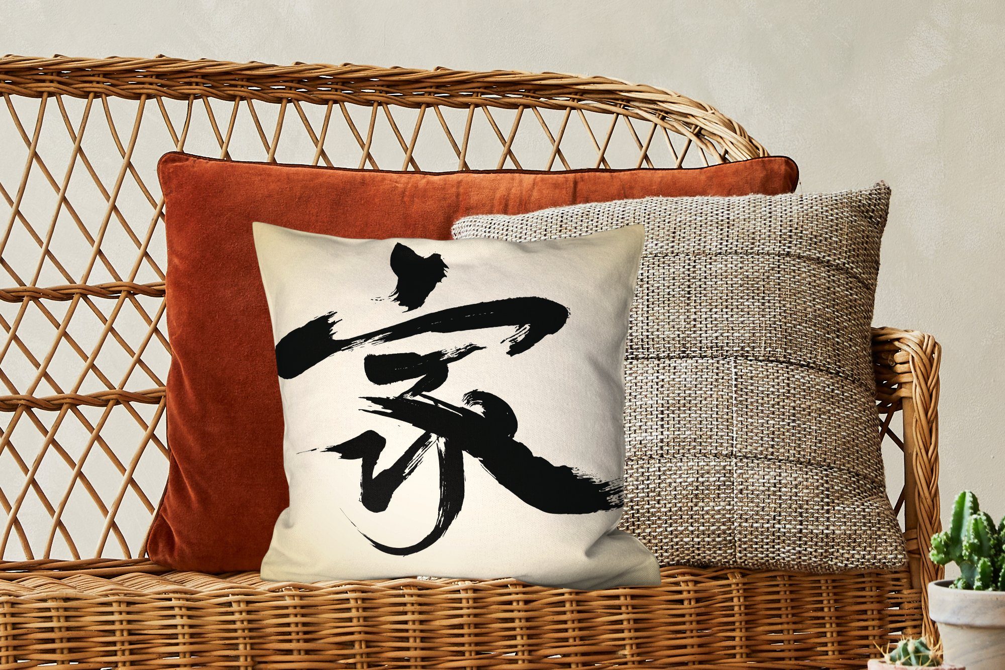 Deko, für Zierkissen Chinesisches Zeichen mit Sofakissen Wohzimmer, für Schlafzimmer, Zuhause, MuchoWow Füllung Dekokissen