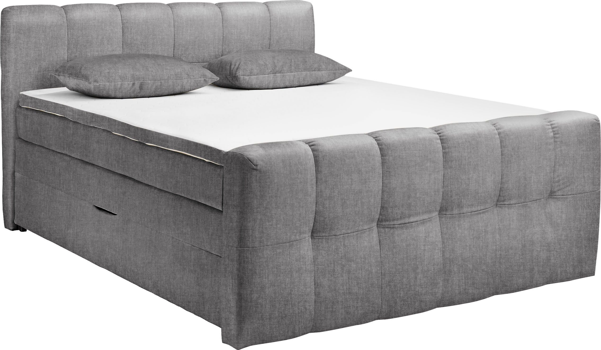 ED EXCITING DESIGN Boxspringbett Tolfa mit Komforteinstiegshöhe von 73cm, erhältlich in 180x200cm, inkl. Bettkasten und 7cm Visco-Topper