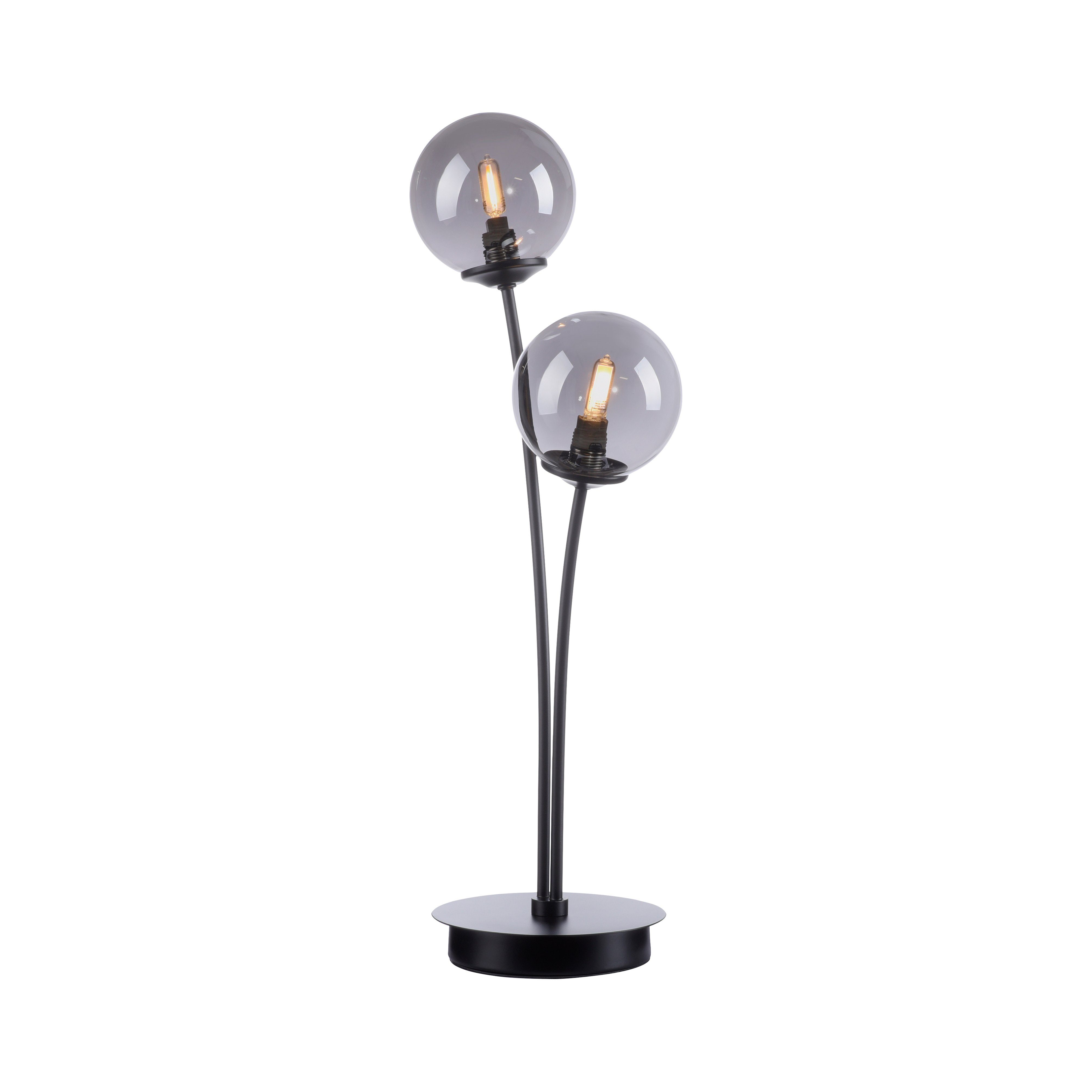 LED Paul Neuhaus schwarze Nachttischlampe Rauchgläser Schalter, Schlichte, WIDOW, Warmweiß, LED wechselbar, Schnurschalter,