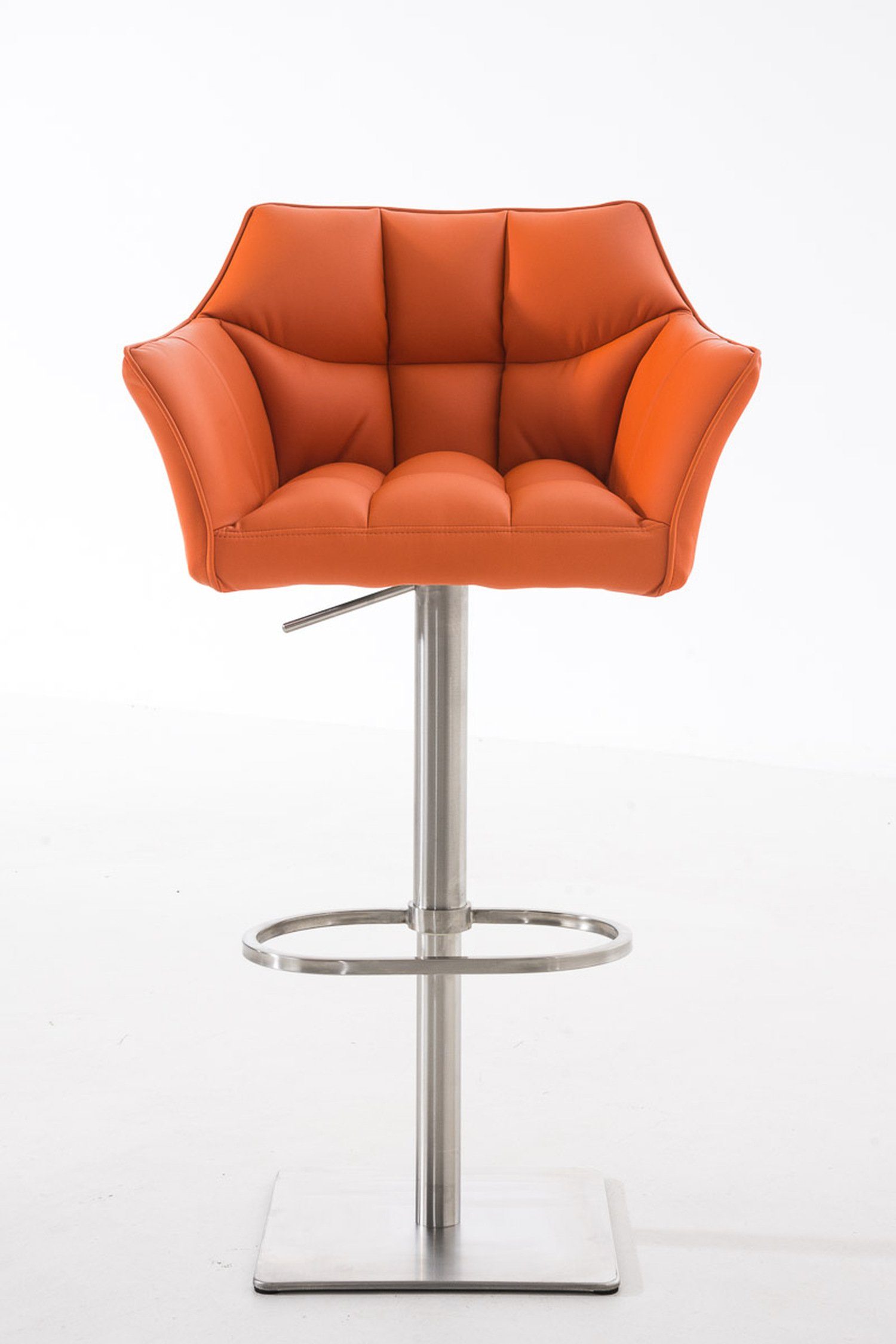 Damaso Hocker Kunstleder für - drehbar und Edelstahl - Gestell Sitzfläche: Theke & Fußstütze Orange (mit Barhocker TPFLiving - Küche), Rückenlehne 360°
