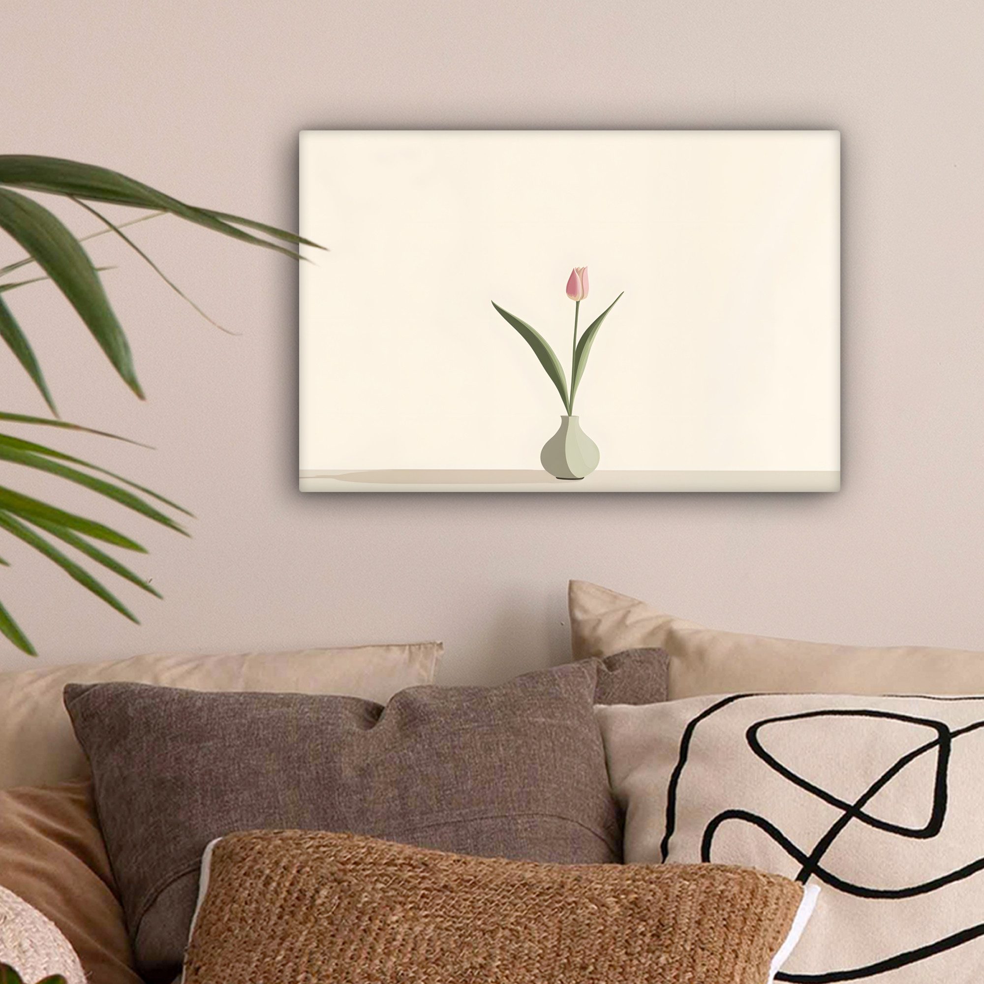 OneMillionCanvasses® Leinwandbild Tulpe - Vase - Beige, Fotodruck (1 St), L günstig online kaufen