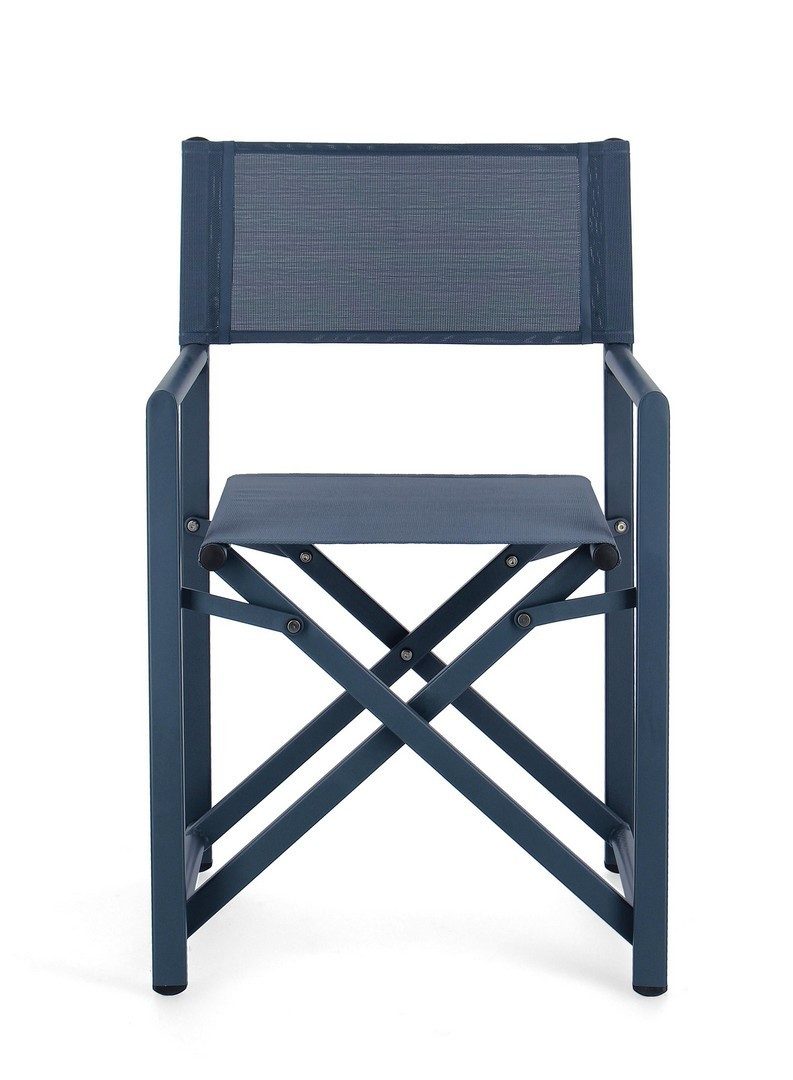 Natur24 Esszimmerstuhl 2er Set Regiestühle Taylor 48 x 56 x 86 cm Aluminium Textil Blau