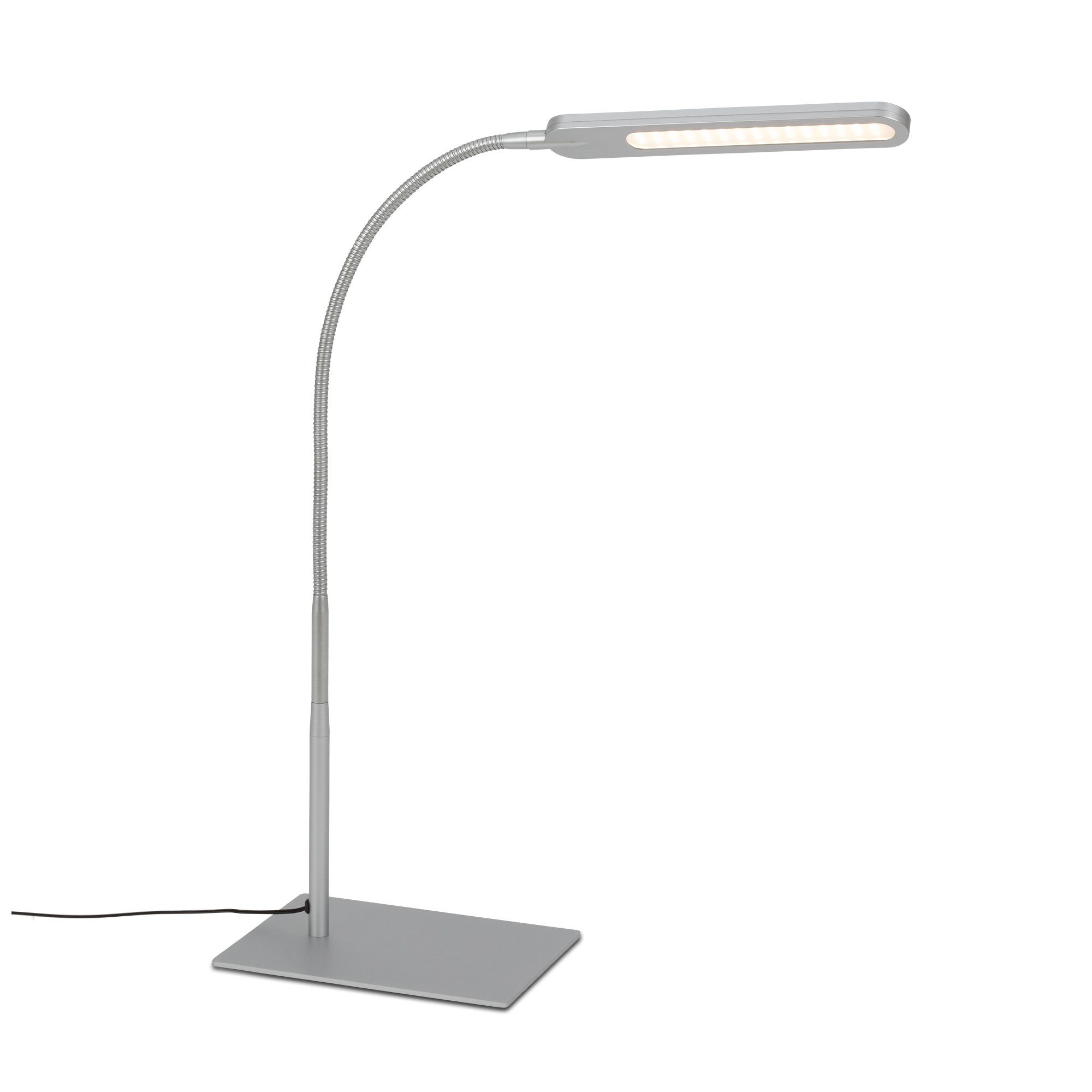 Briloner Leuchten LED Tischleuchte dimmbar, Tischlampe, Büro, Leselampe, Schreibtisch, Bett Farbtemperatursteuerung, 23x95cm, verbaut, 7389-014, Touch, Speicherfunktion, Kaltweiß, Tageslichtweiß, Warmweiß, Silber, CCT LED Neutralweiß, fest schwenkbar, 8W