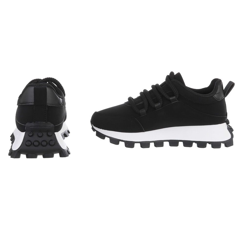 Ital-Design Lässige Sneakers mit robuster Sohle und Schnürung für Damen Sneaker (90793475) Flach Sneakers Low in Schwarz – Bild 5 von 5