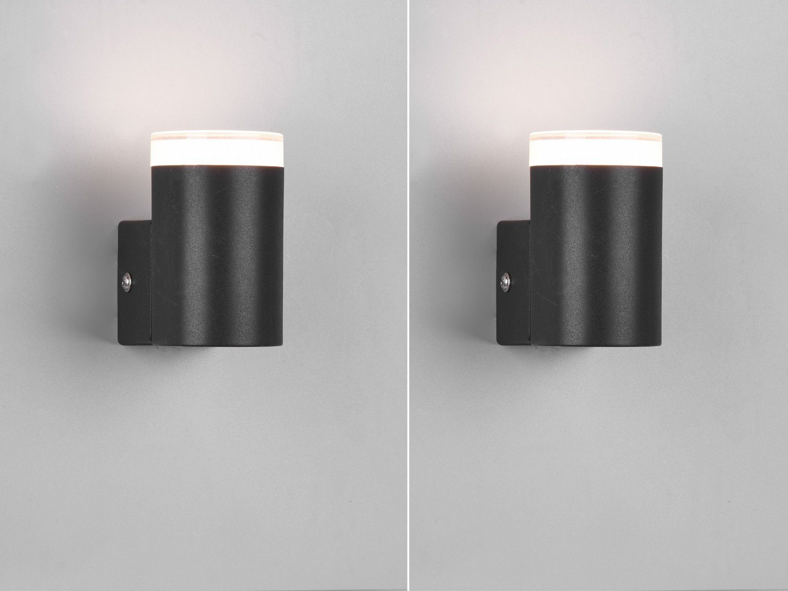 klein Schwarz meineWunschleuchte 2er Warmweiß, Bad-lampen Höhe 8cm integriert, matt LED fest Spiegelleuchte, Set Wand-strahler Badezimmerlampen / Weiß innen