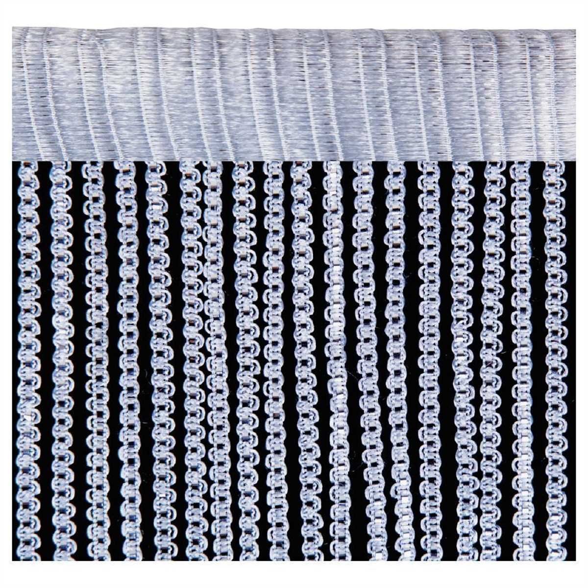 Vorhang, Arsvita, Kräuselband transparent, Metallic-Streifen Silber x250cm mit St), Fadengardine und (BxL) 140cm Stangendurchzug (1