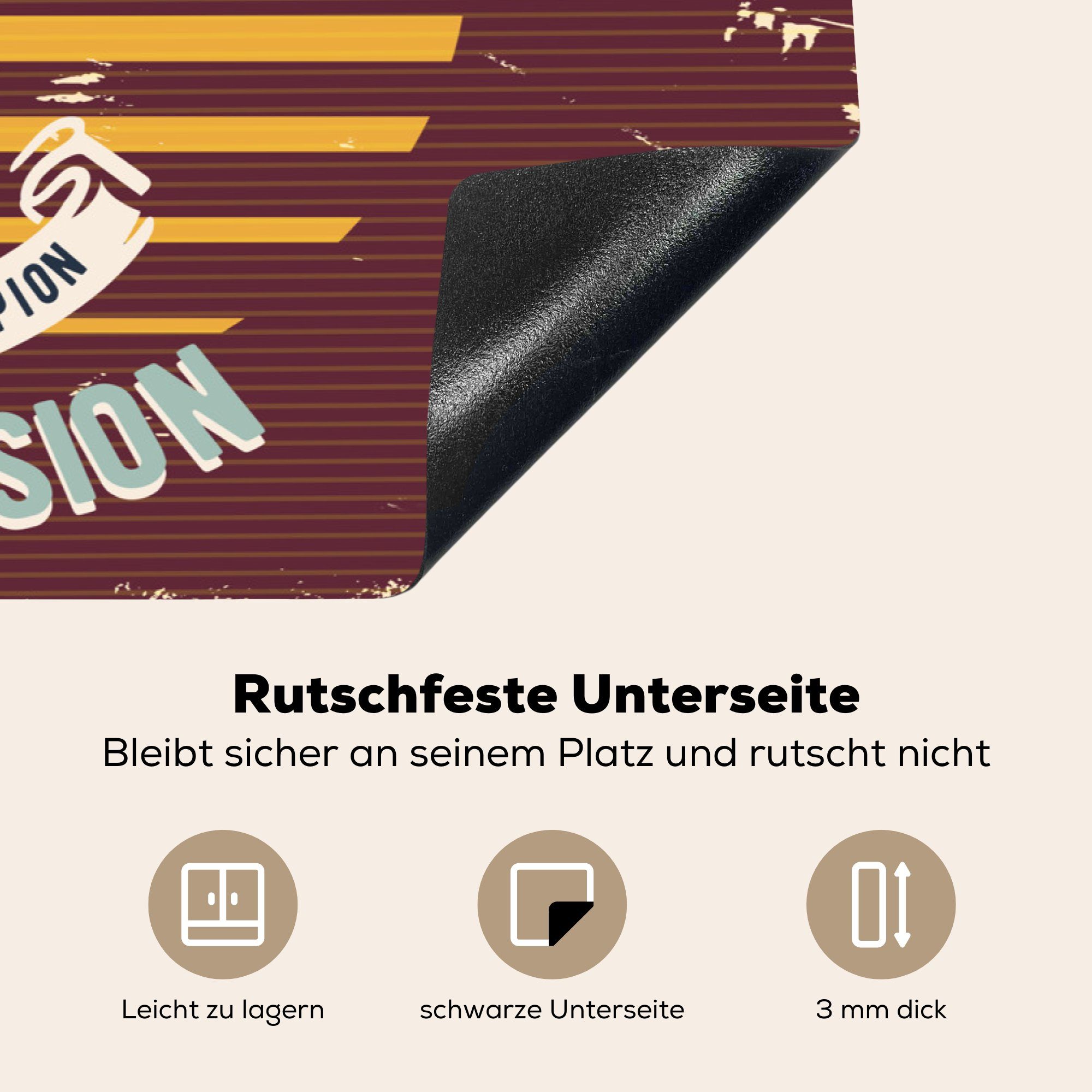 - - cm, 81x52 küche, Jahrgang, (1 tlg), Induktionskochfeld für MuchoWow Schutz Vinyl, Herdblende-/Abdeckplatte Ceranfeldabdeckung die Lauf Sport