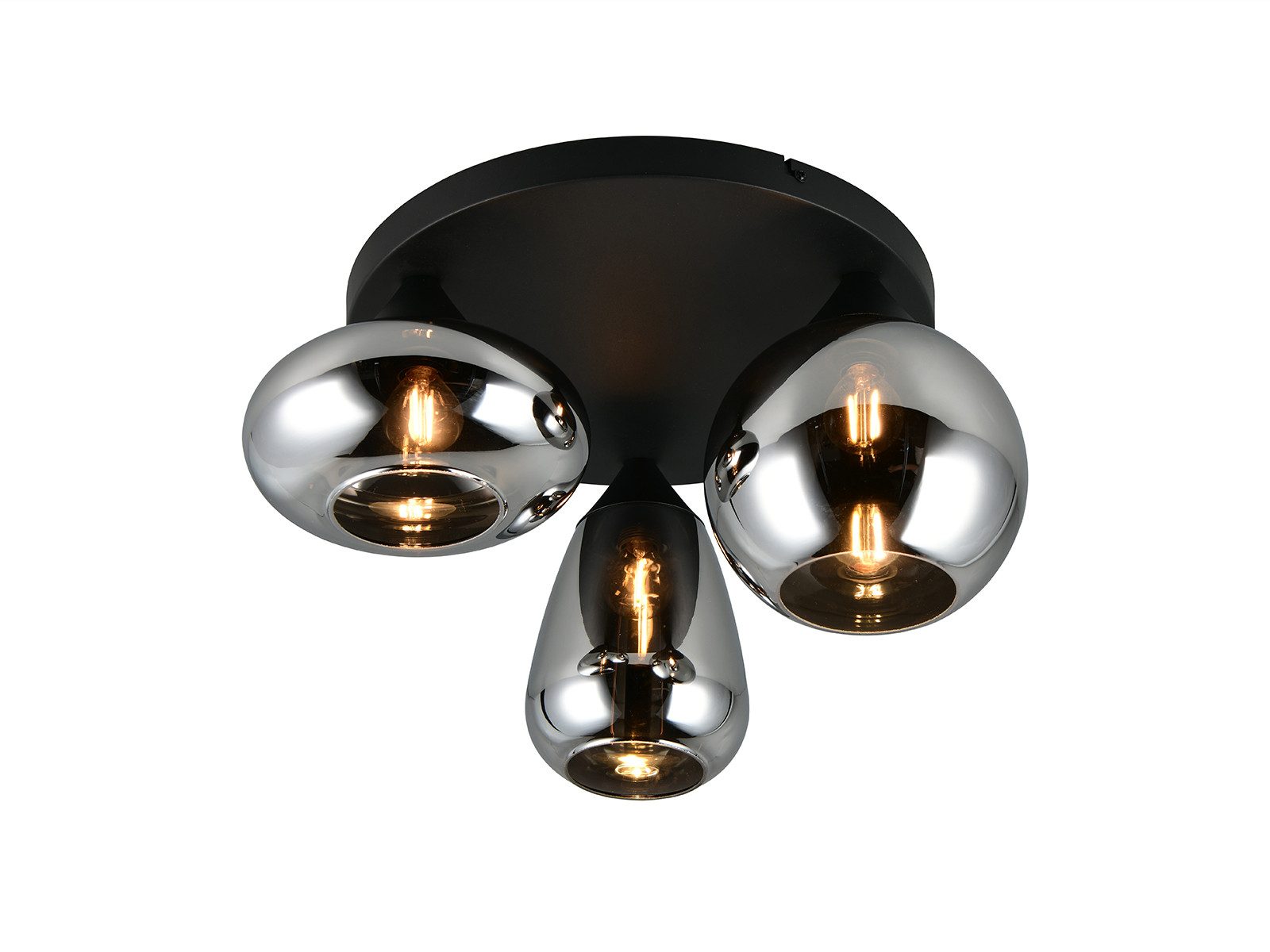 TRIO Leuchten LED Deckenleuchte mit 3 verschiedenen Glas-Kugeln Ø 48,5cm, dimmbar, LED wechselbar, Warmweiß, ausgefallene Deckenlampe für Wohnzimmer inkl. dimmbaren Leuchtmitteln