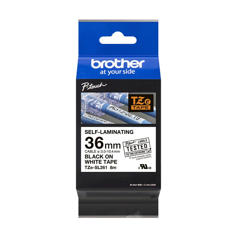 Brother TZe-SL261 weiß/schwarz, 36 mm, selbstlaminierend, Tintenpatrone