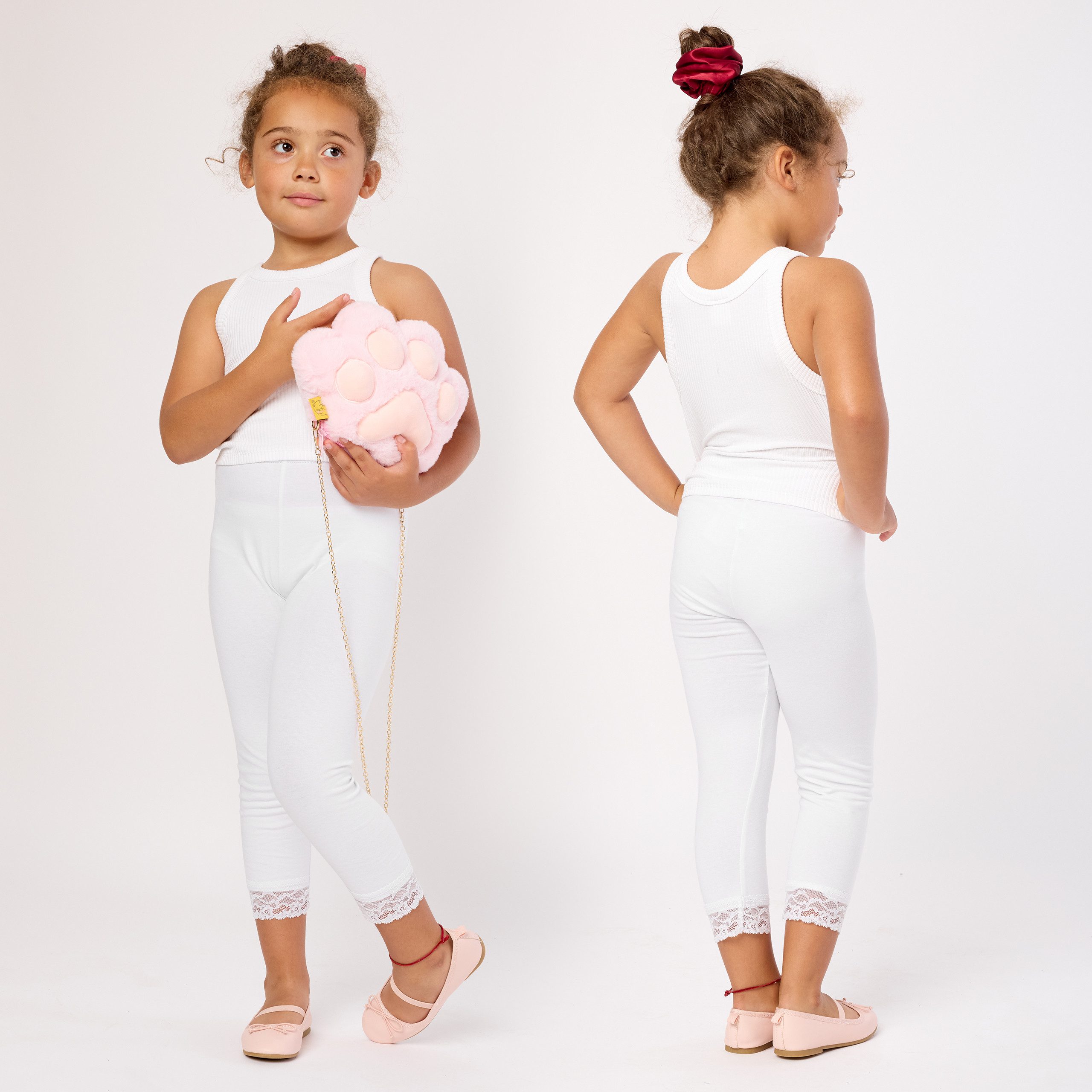 Merry Style Leggings Mädchen 3/4 Capri Leggings aus Baumwolle mit Spitze MS10-228 (1-tlg) elastischer Bund
