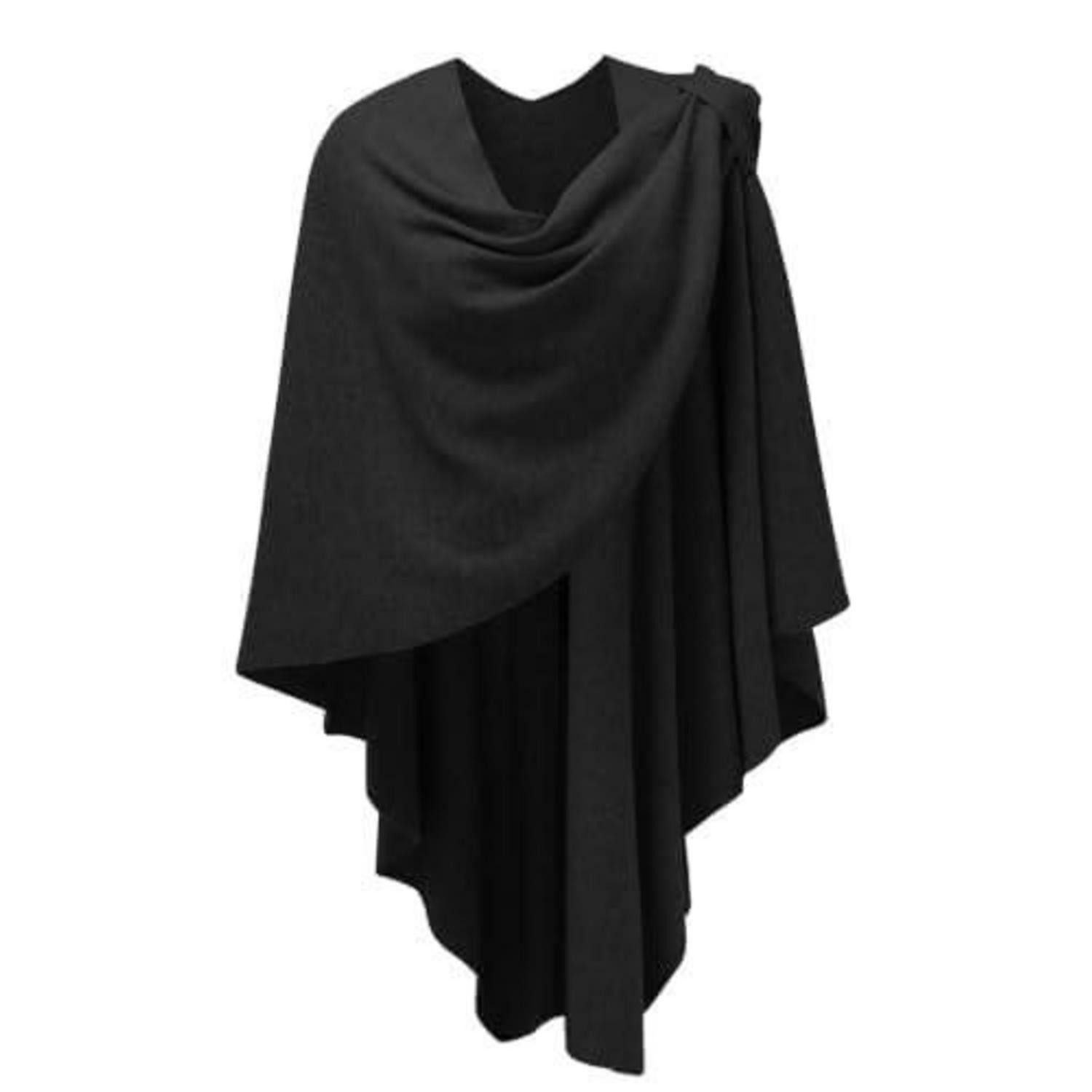 LuxusKollektion Strickschal Poncho Strick Cape Cardigan B-schwarz, (1-St)