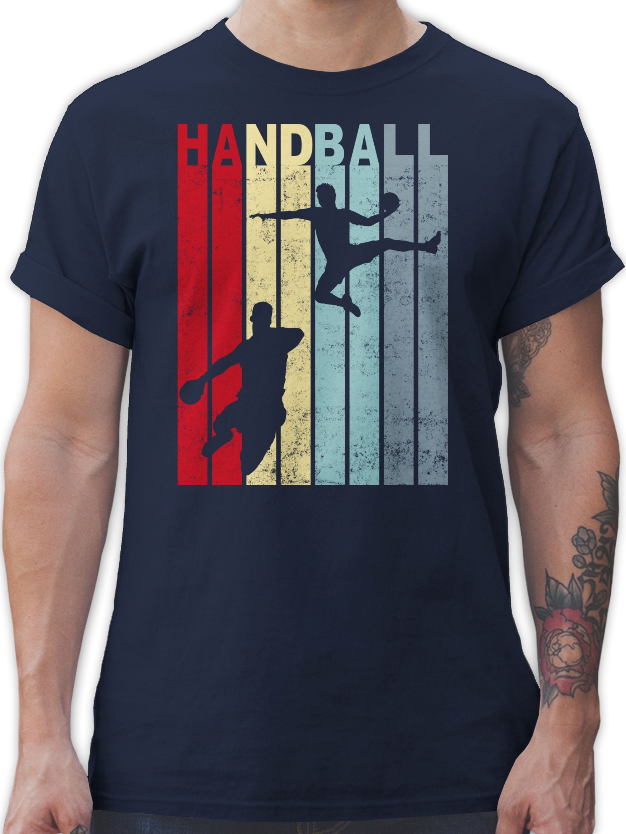 Shirtracer T-Shirt Handballspieler Vintage Handball WM 2023 Trikot Ersatz 02 Navy Blau