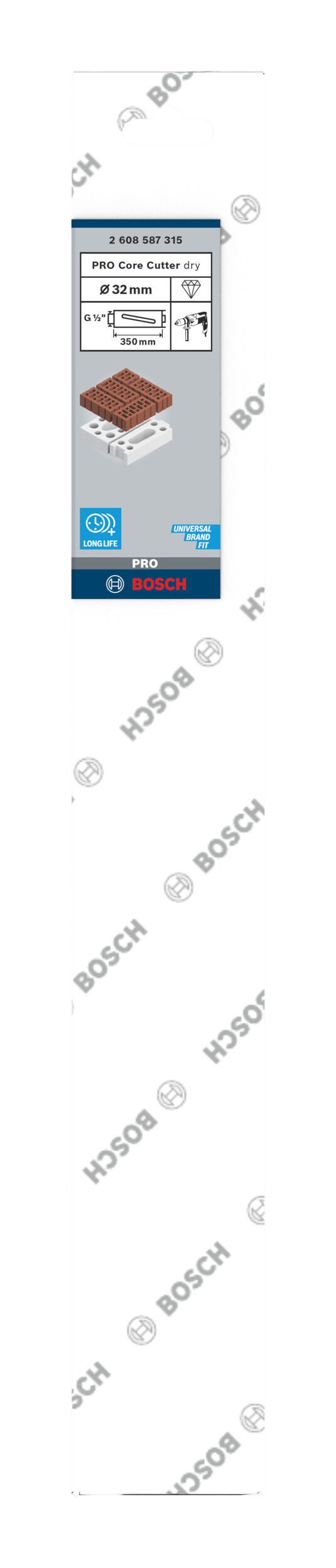 Thumbnail - BOSCH Bohrkrone Pro Core Cutter dry, Ø 32 mm, Diamanttrockenbohrkrone, 32 x 350 mm, G 1/2 Zoll