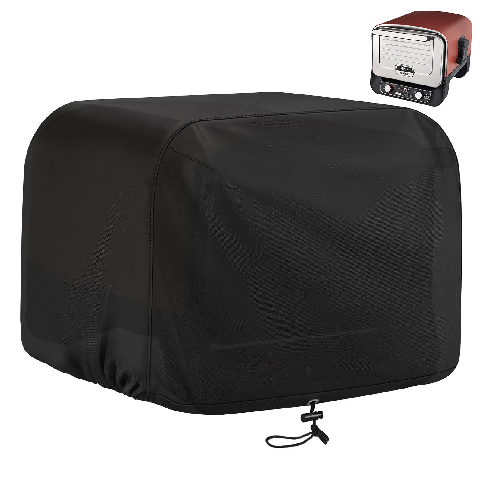 BlingBin Abdeckungsheber Abdeckung für Ninja Woodfire Outdoor-Ofen der (OG701/OO101) Serie, 1er Set, 1-tlg., 54,5 x 45,7 x 38,1 cm, Wetterfest Ofenabdeckung mit Verstellbaren Kordelzügen und Griff oben