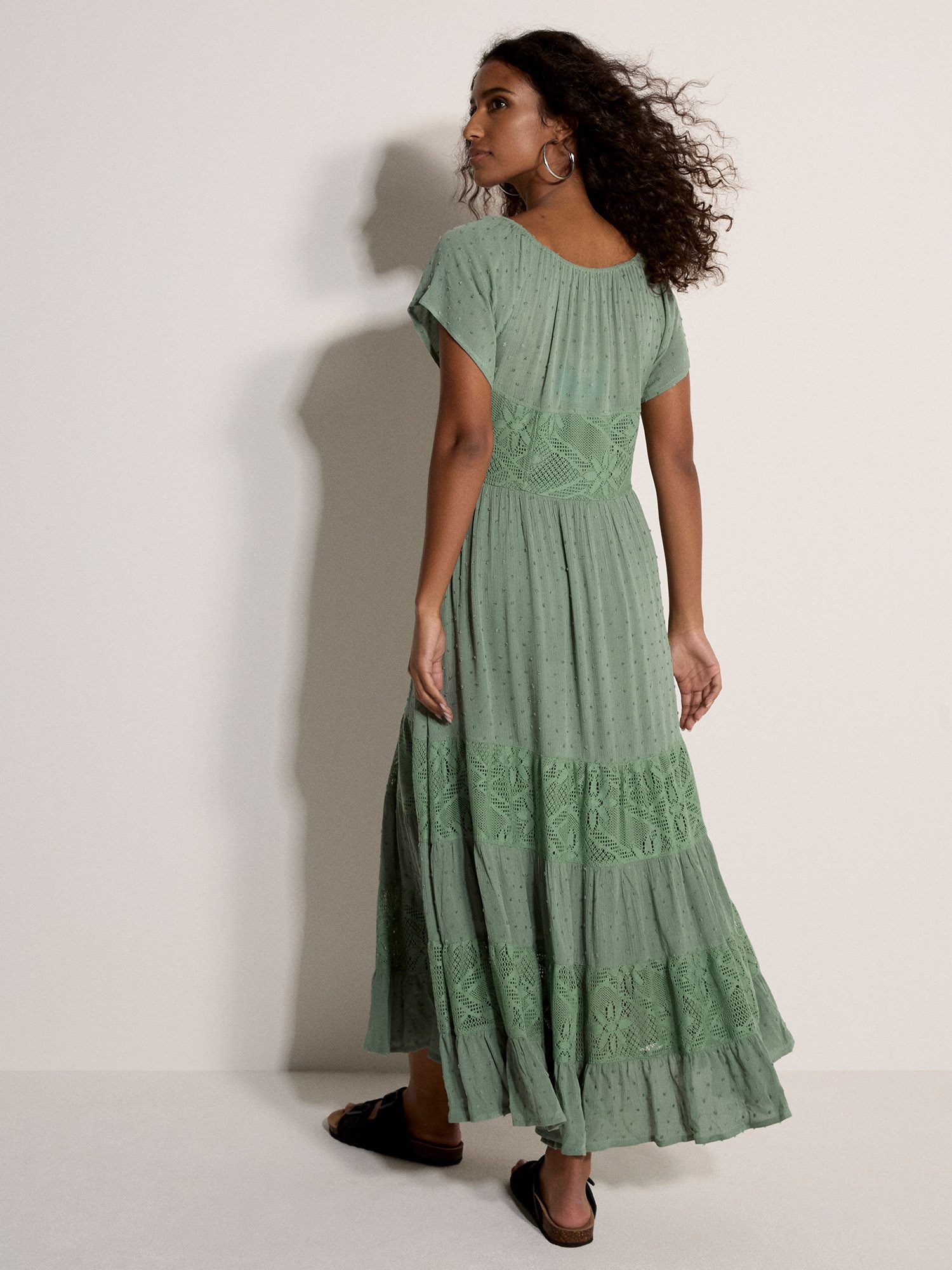 Apricot Spitzenkleid Korsett-Maxikleid mit Spitzendetails