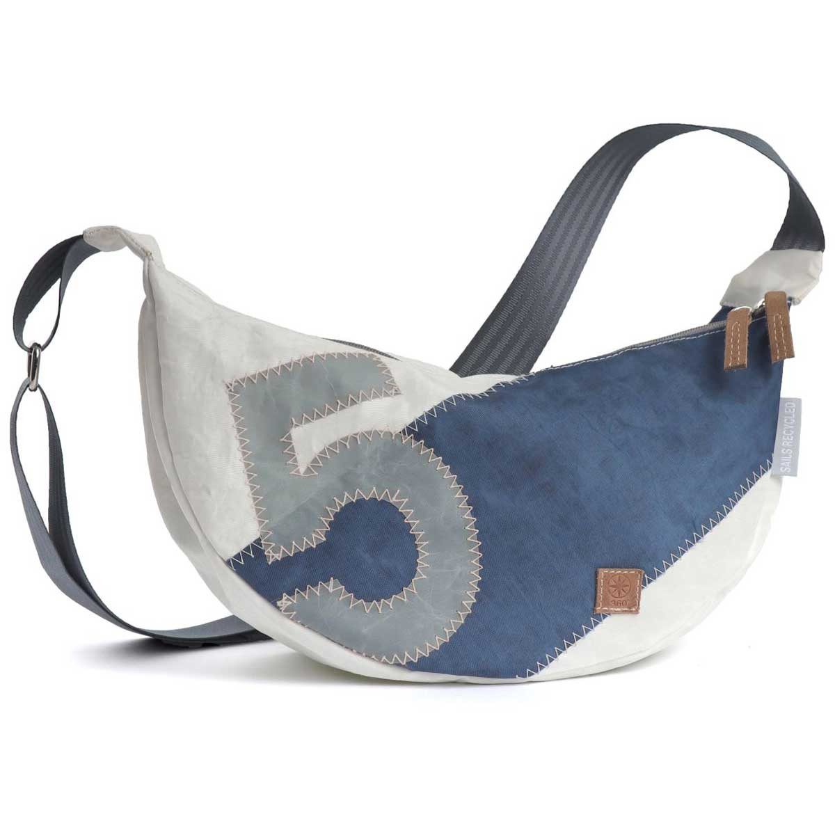 Umhängetasche Handtasche Roop Moonbag Segeltuch weiß-blau