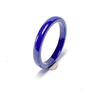 Edelschmiede925 Fingerring edler Keramik Ring halbrund blau 3 mm #58