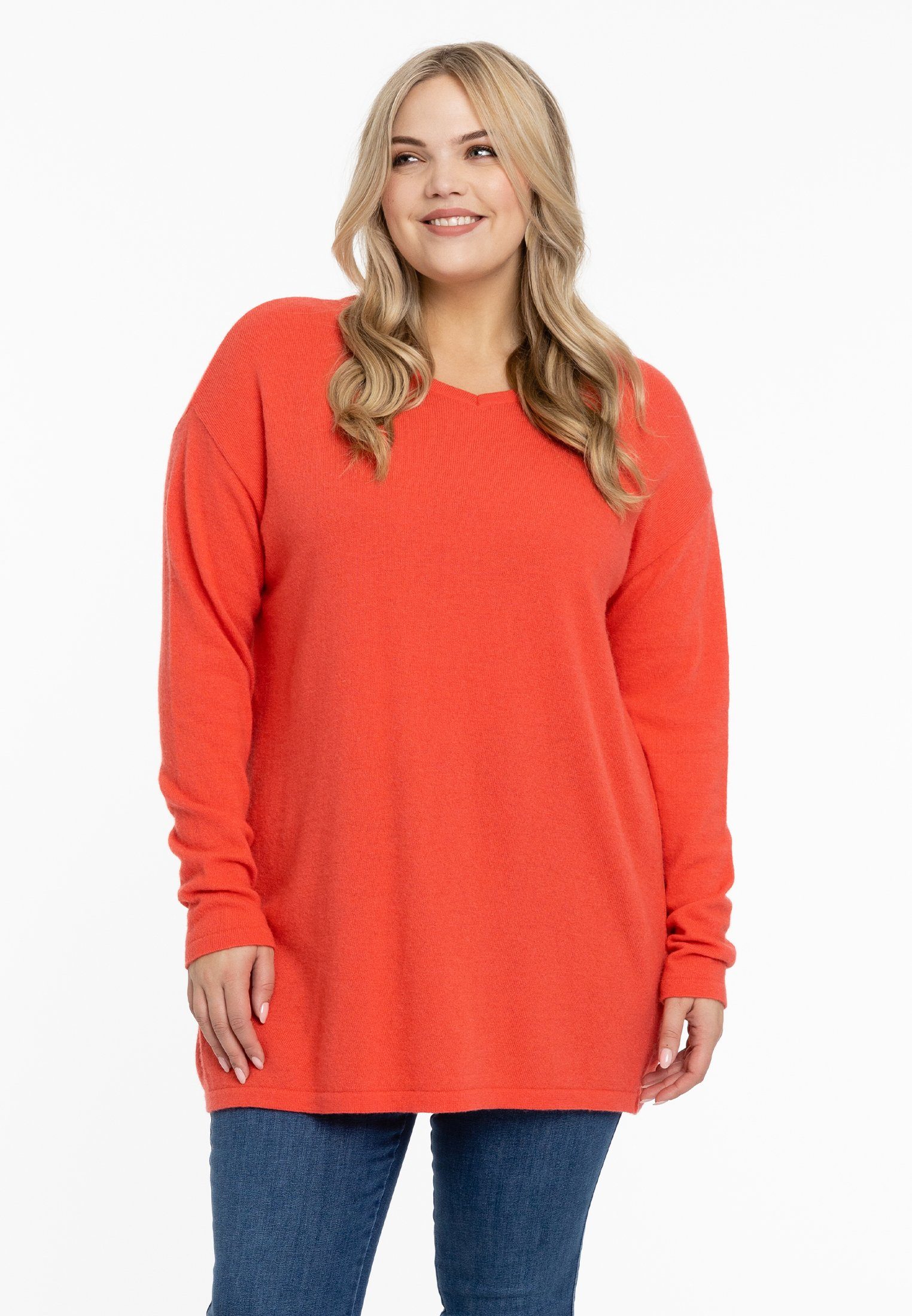 Größen Große Yoek orange Longpullover