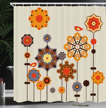 Abakuhaus Duschvorhang Moderner Digitaldruck mit 12 Haken auf Stoff Wasser Resistent Breite 175 cm, Höhe 180 cm, Blumen Eastern Floral Design