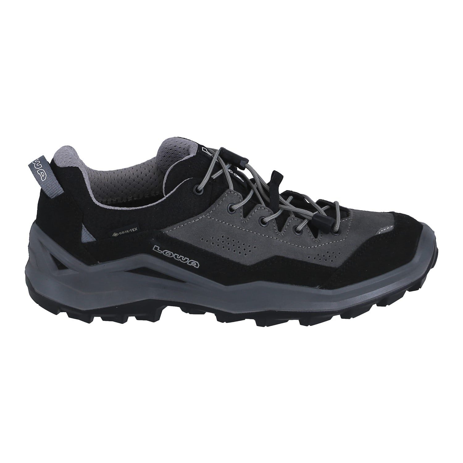 Lowa Wandax LO GTX (Veloursleder/Synthetik, wasserdicht) schwarz/grau Wanderschuh