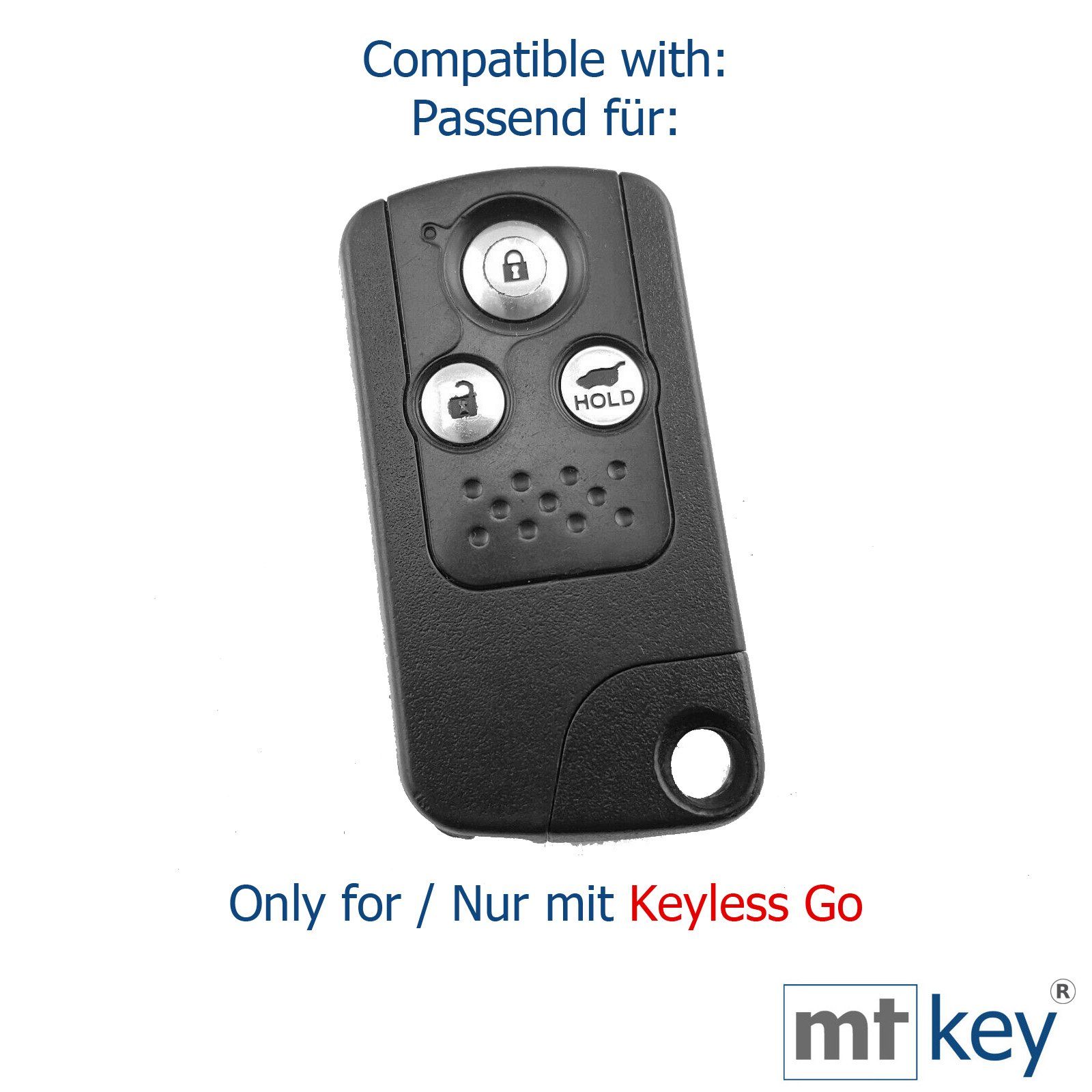 mt-key Schlüsseltasche Autoschlüssel Softcase Silikon Schutzhülle Tasten Civic CR-Z KEYLESS VIIII Insight für CR-V Accord Honda 3 Schwarz