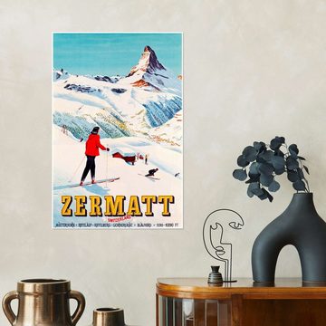 Posterlounge Poster Vintage Ski Collection, Zermatt, Vintage Illustration