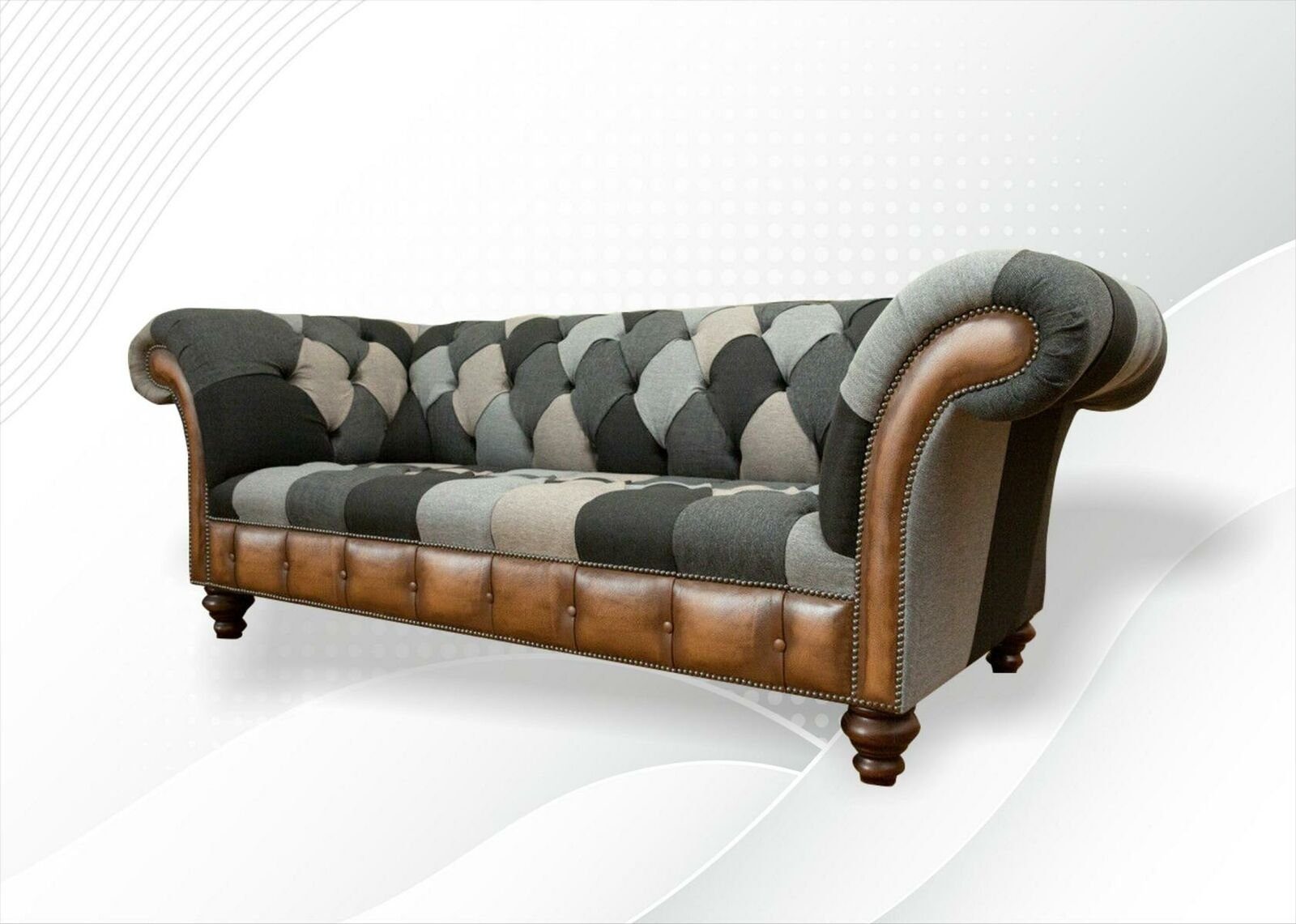 Neu JVmoebel Chesterfield Chesterfield-Sofa, Polster Sofas Textil Sofa Mehrfarbig Dreisitzer Couchen Design