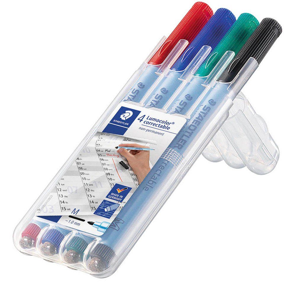 STAEDTLER Folienstift 4 Folienstifte LUMOCOLOR M-Spitze 1mm farbsortiert