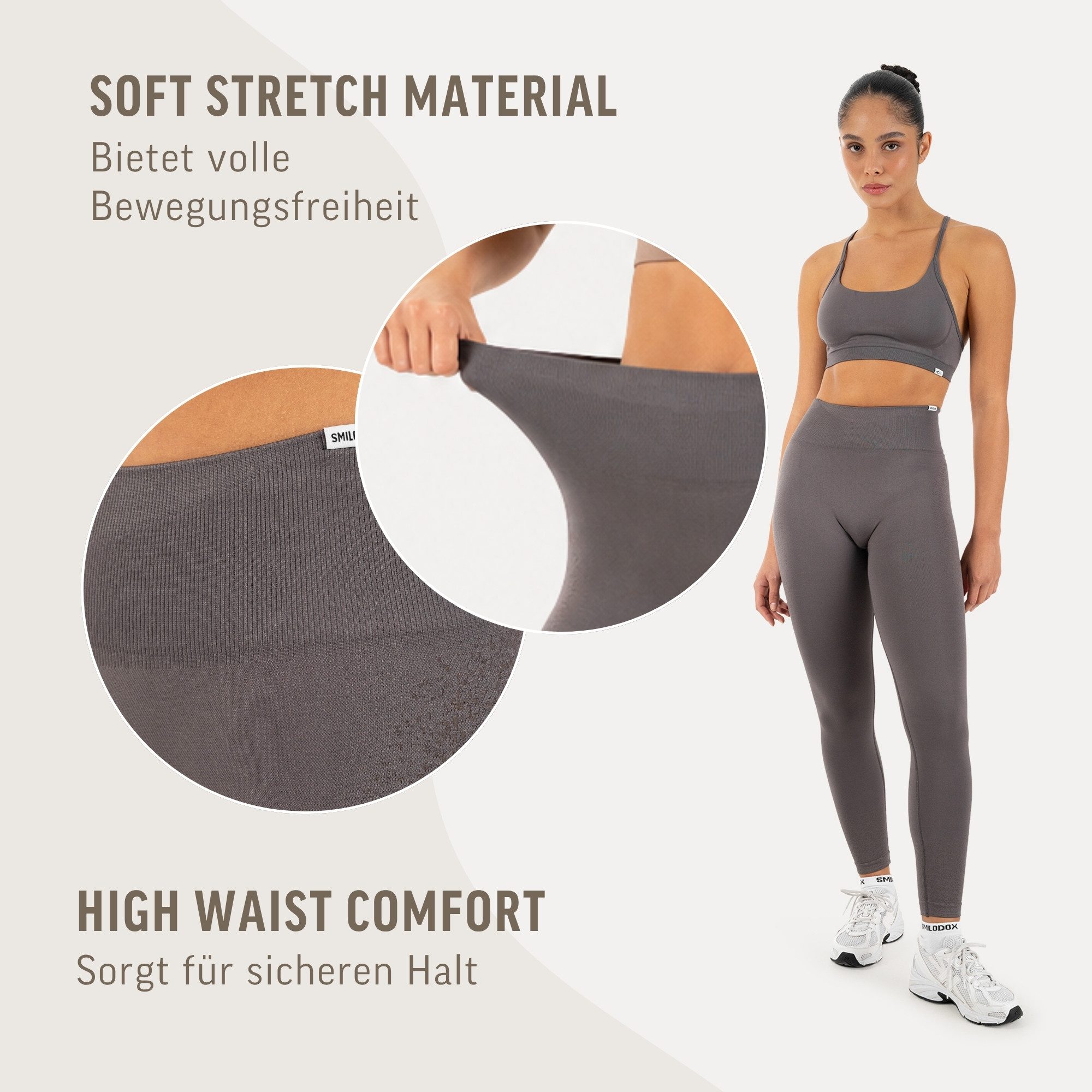 Smilodox Leggings Timea Sporthose Damen, Scrunch, Shaped Fit, High Waist, Gym Scrunch Naht, Rippstruktur, Shaped Fit, hoher Bund, Stretch – Bild 5 von 5
