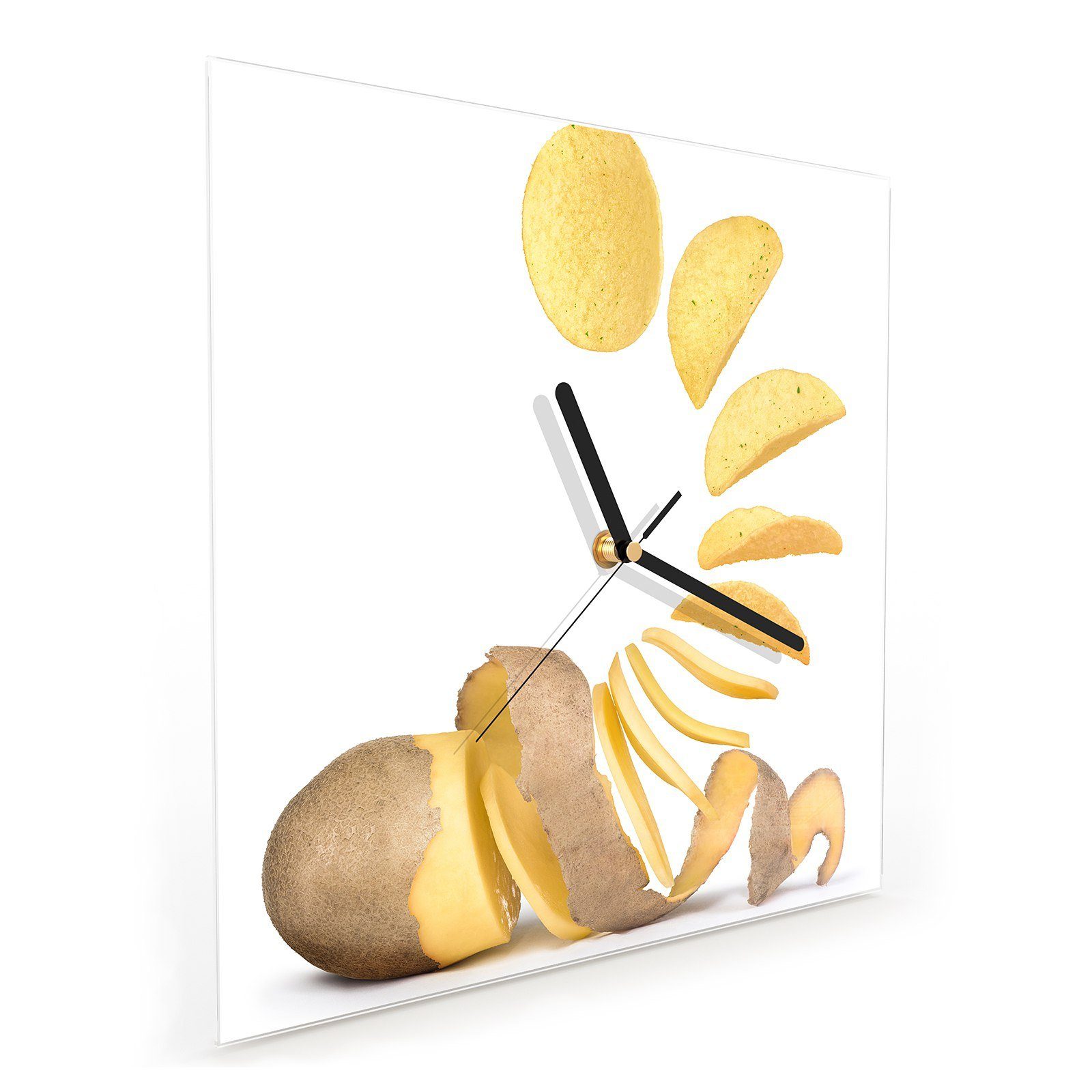 x Kartoffelschnitze Glasuhr 30 Wanduhr mit Wanduhr Größe Motiv 30 cm Primedeco Wandkunst