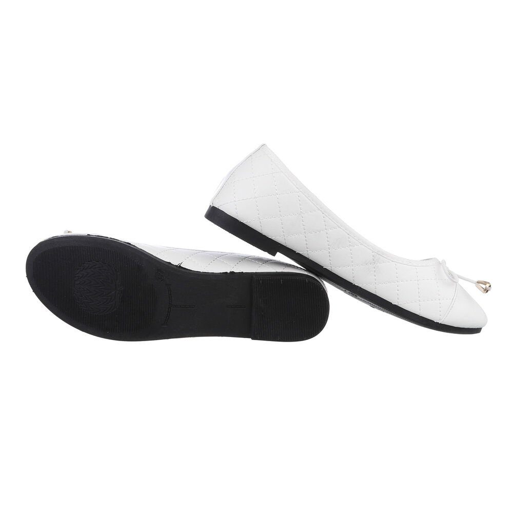 Ital-Design Damen Freizeit Ballerina (85894045) Blockabsatz Klassische Ballerinas in Weiß