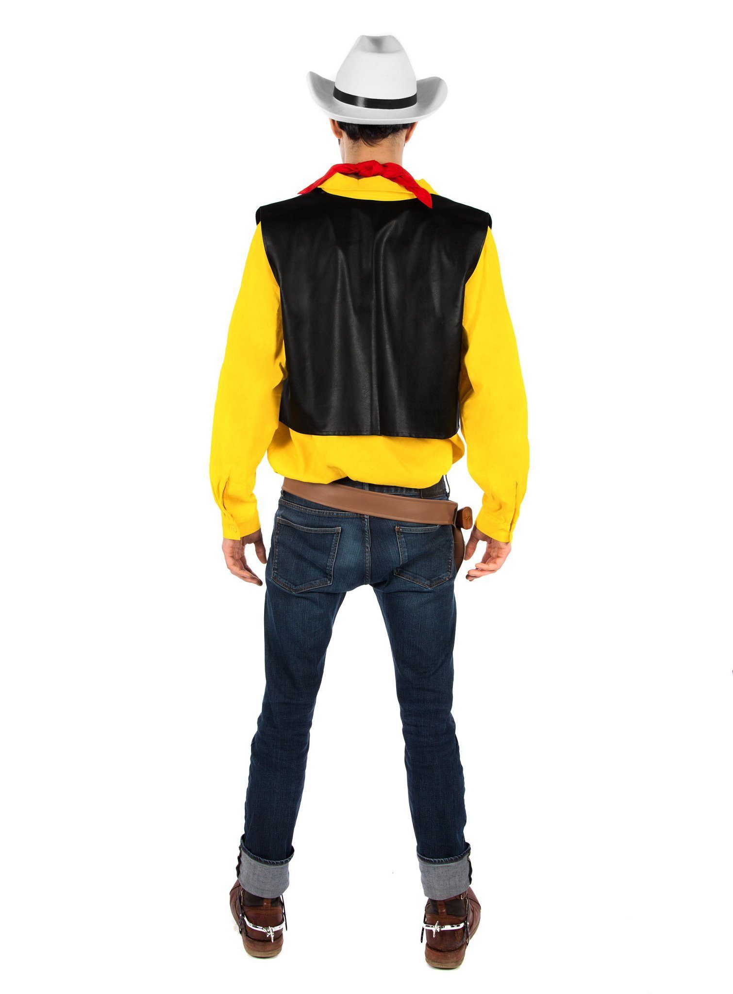 Maskworld Cowboy-Kostüm Lucky Luke Cowboy Kostüm Karneval Faschingskostüm, Hochwertiges Lizenzkostüm