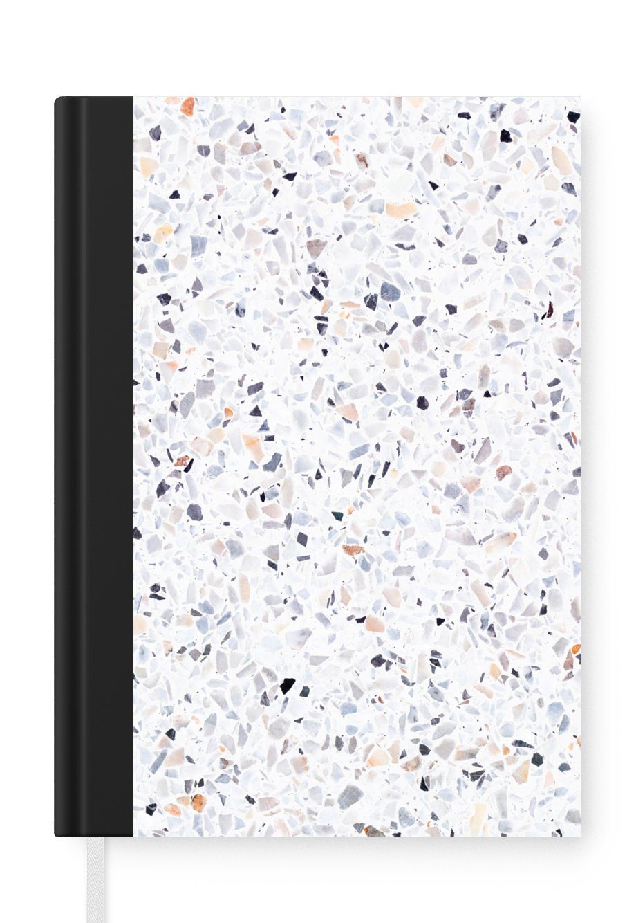 MuchoWow Notizbuch Granit - Struktur - Design - Weiß, Journal, Merkzettel, Tagebuch, Notizheft, A5, 98 Seiten, Haushaltsbuch