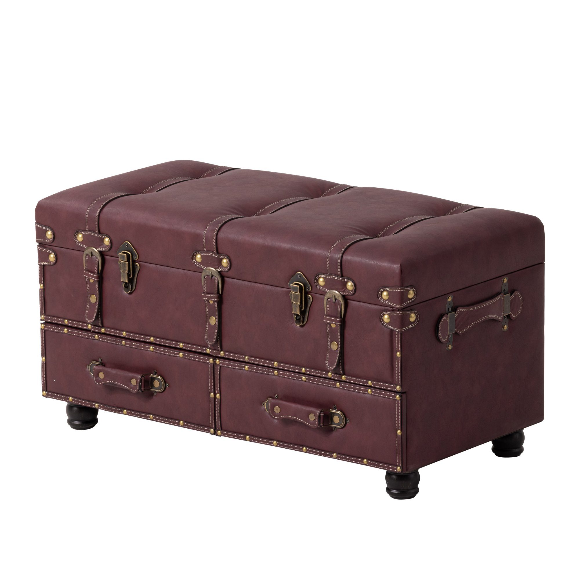 HomeGuru Bettbank Retro-Box Sitzbank, Vintage-Stil Rot (1-St) Hocker, Couchtisch, Nachttisch-Box