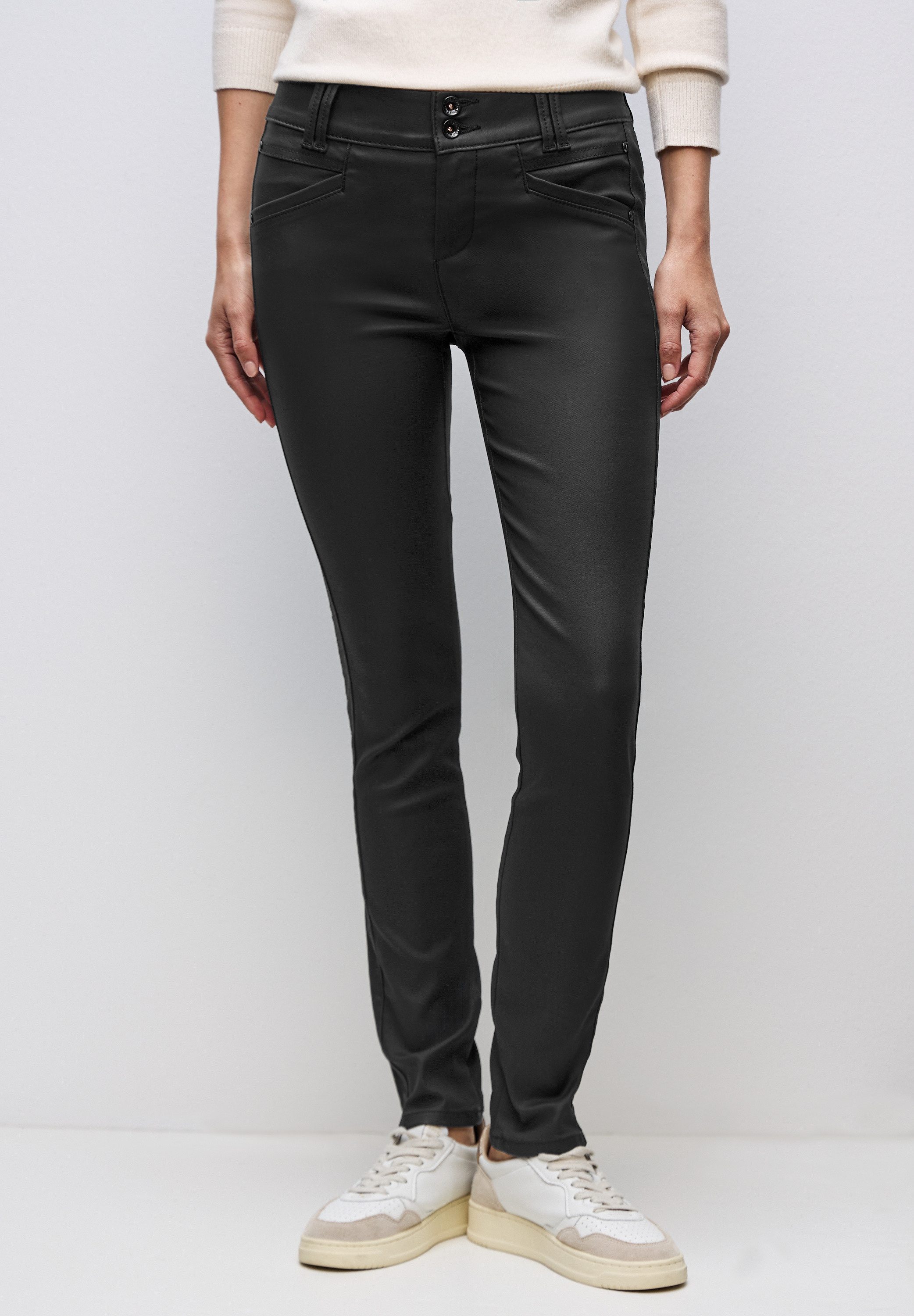 STREET ONE Lederimitathose mit Coating