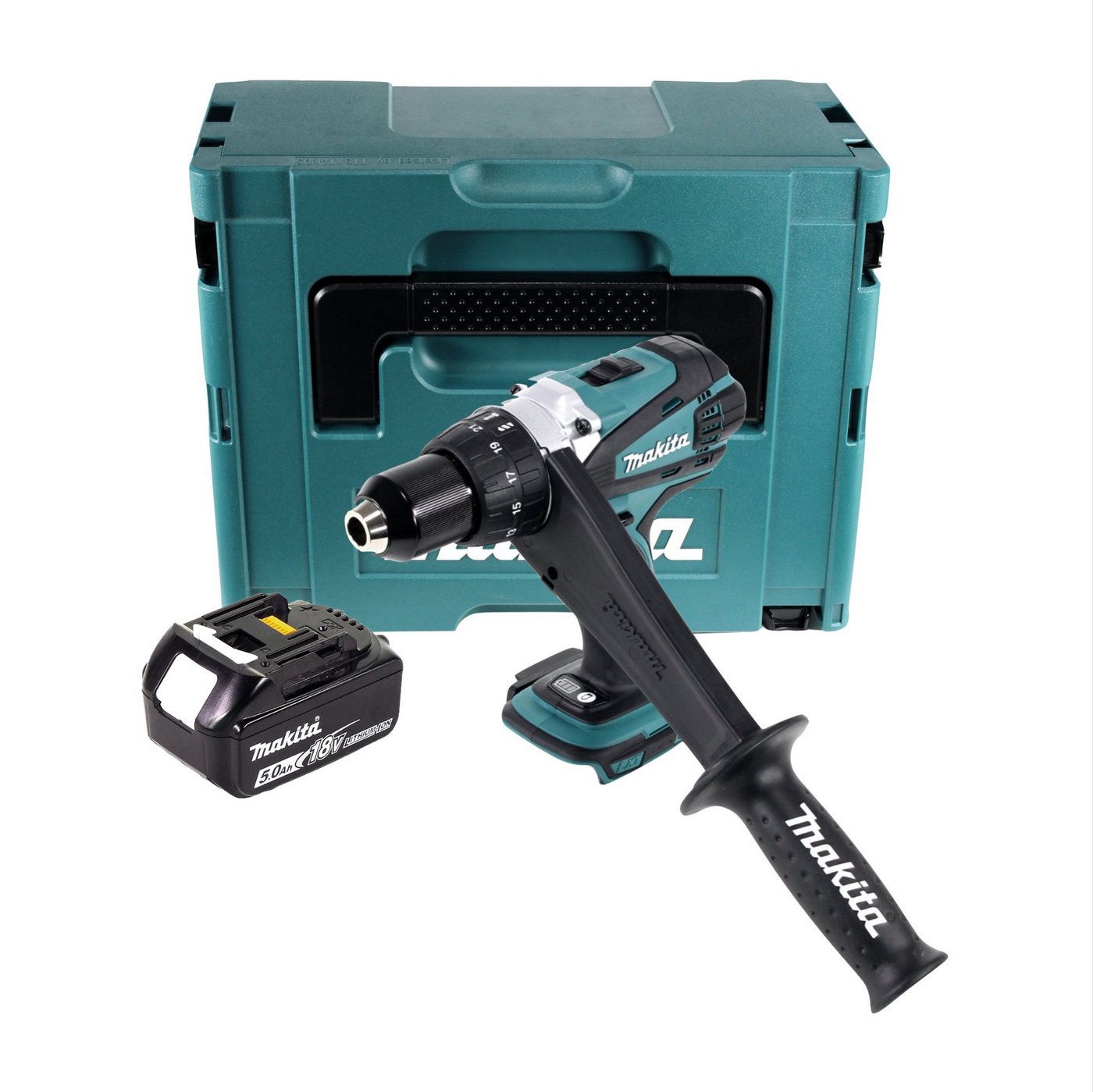 Thumbnail - Makita Säulenbohrmaschine DDF 458 T1J Akku Bohrschrauber 18 V 91 Nm + 1x Akku 5,0 Ah + Makpac -