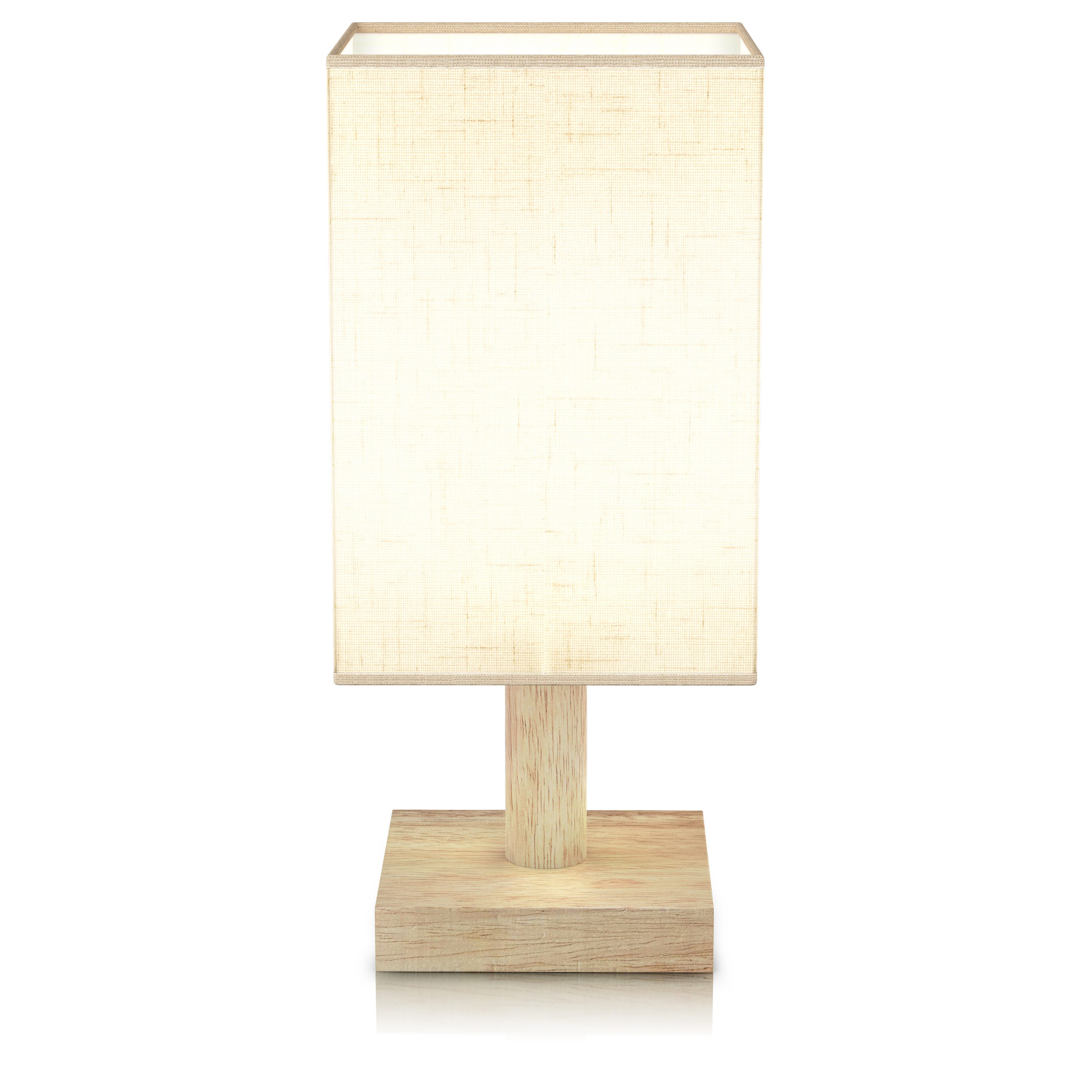 MyBeo LED Nachttischlampe mit Stoffschirm, eckig, Nachtlicht, energieeffizient, Nachtlichtfunktion, LED fest integriert, Warmweiß, Neutralweiß, Kaltweiß, 3 Lichtmodi, 3 Watt, COB-Technik, 5V USB Anschluss