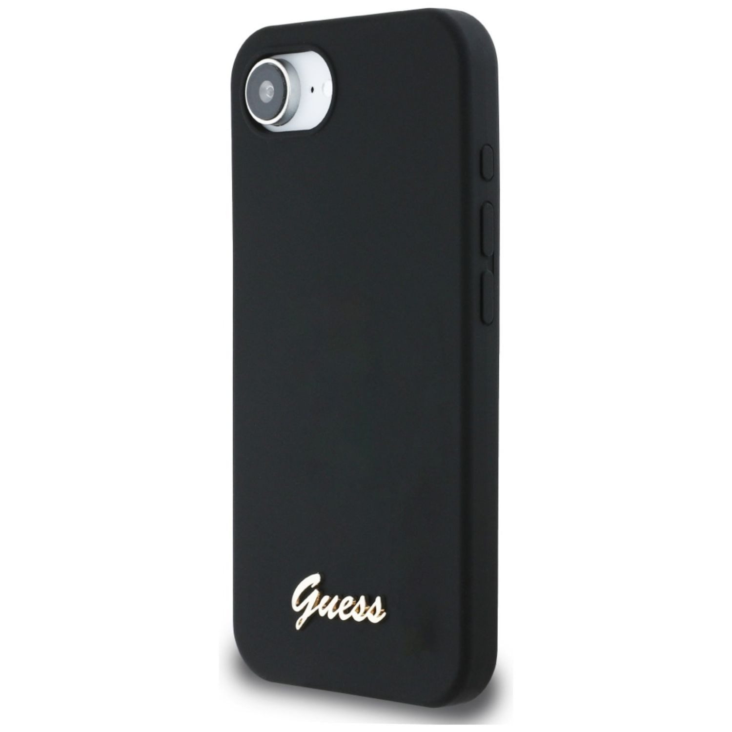 Guess Smartphone-Hülle MagSafe Guess Apple iPhone 17e / 16e Silicone Script Metal Logo Case