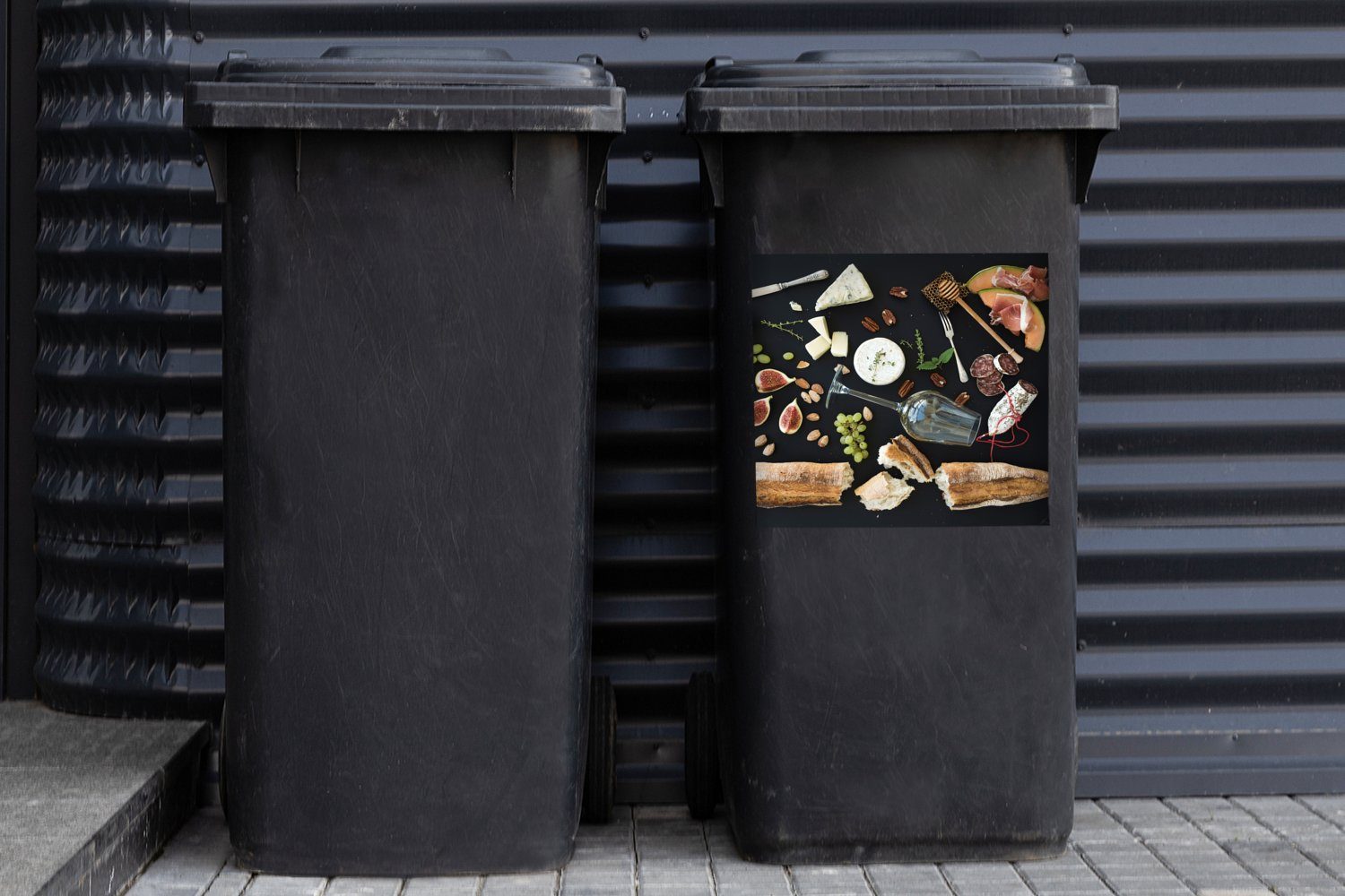 - (1 Mülltonne, Obst Wandsticker Abfalbehälter Mülleimer-aufkleber, Container, Käse Sticker, - MuchoWow St), Wein