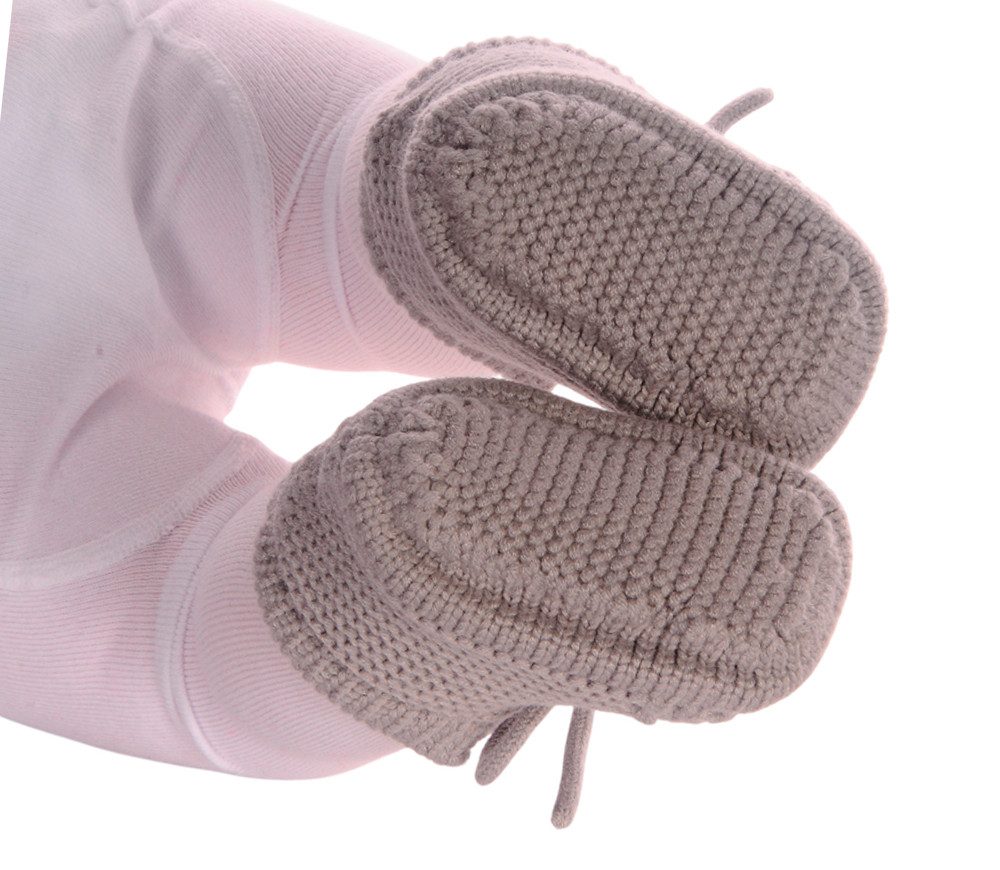 La Bortini Füßlinge Erstlingsschuhe Baby Strickschuhe Stricksocken Socken socks neutral, unisex, grau, braun, 56 62 68, Größe 16 17 18 19