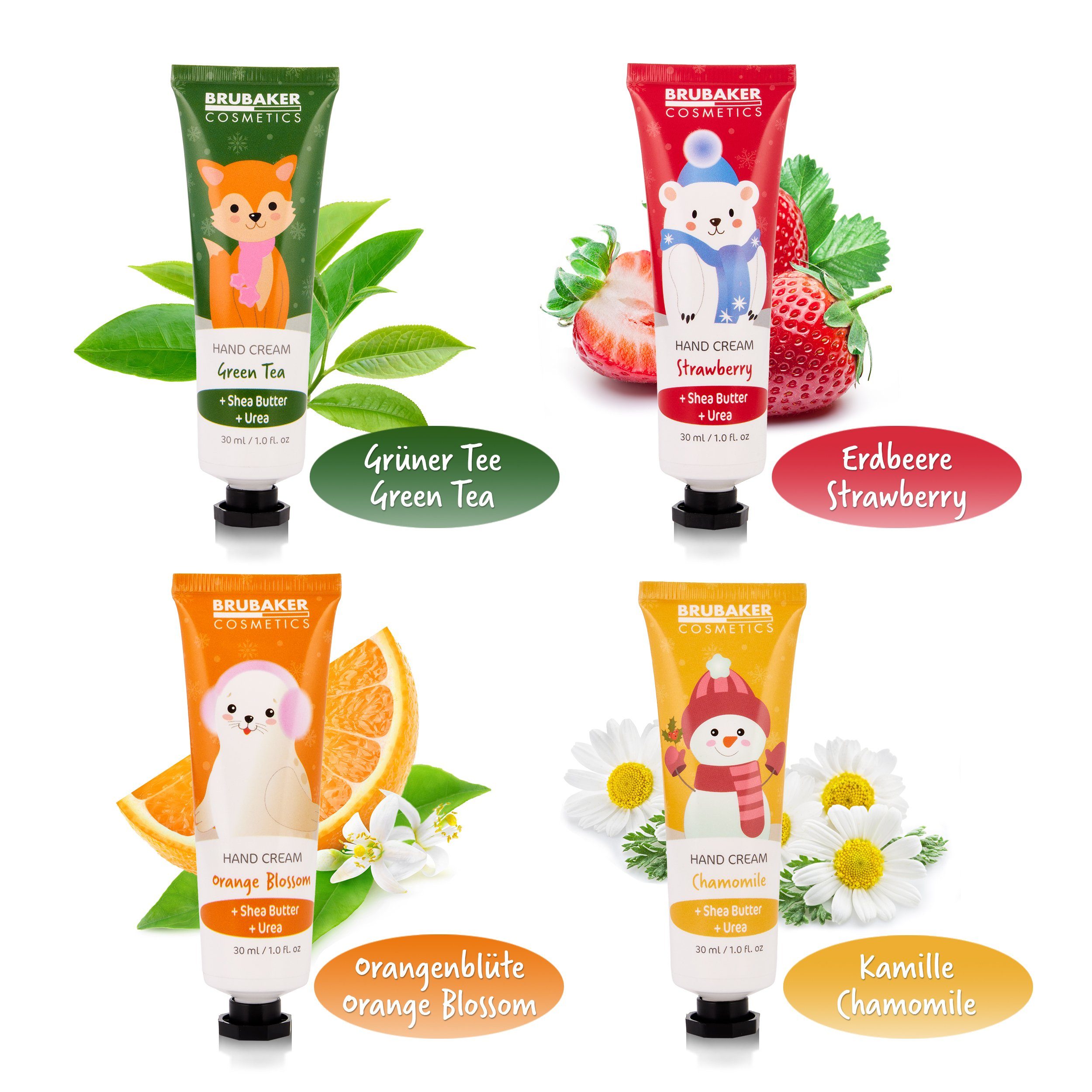 Geschenkset mit feuchtigkeitsspendende Geschenk BRUBAKER Handcreme Weihnachten 8-tlg., Set Wonderland und Urea Winter Handpflegecreme und Edition Pflegecreme Männer, für Handpflege Sheabutter Frauen