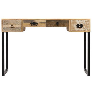 furnicato Schreibtisch Mangoholz Massiv und Echtleder 117x50x76 cm