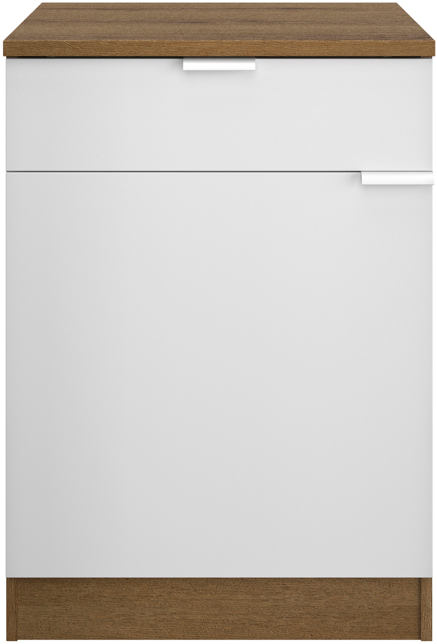 Gami Unterschrank Eden Küche Unterschrank B.60 1 Tür 1 Schublade (1-St) Unterschrank mit 1Tür und 1 Schublade Breite 60 cm