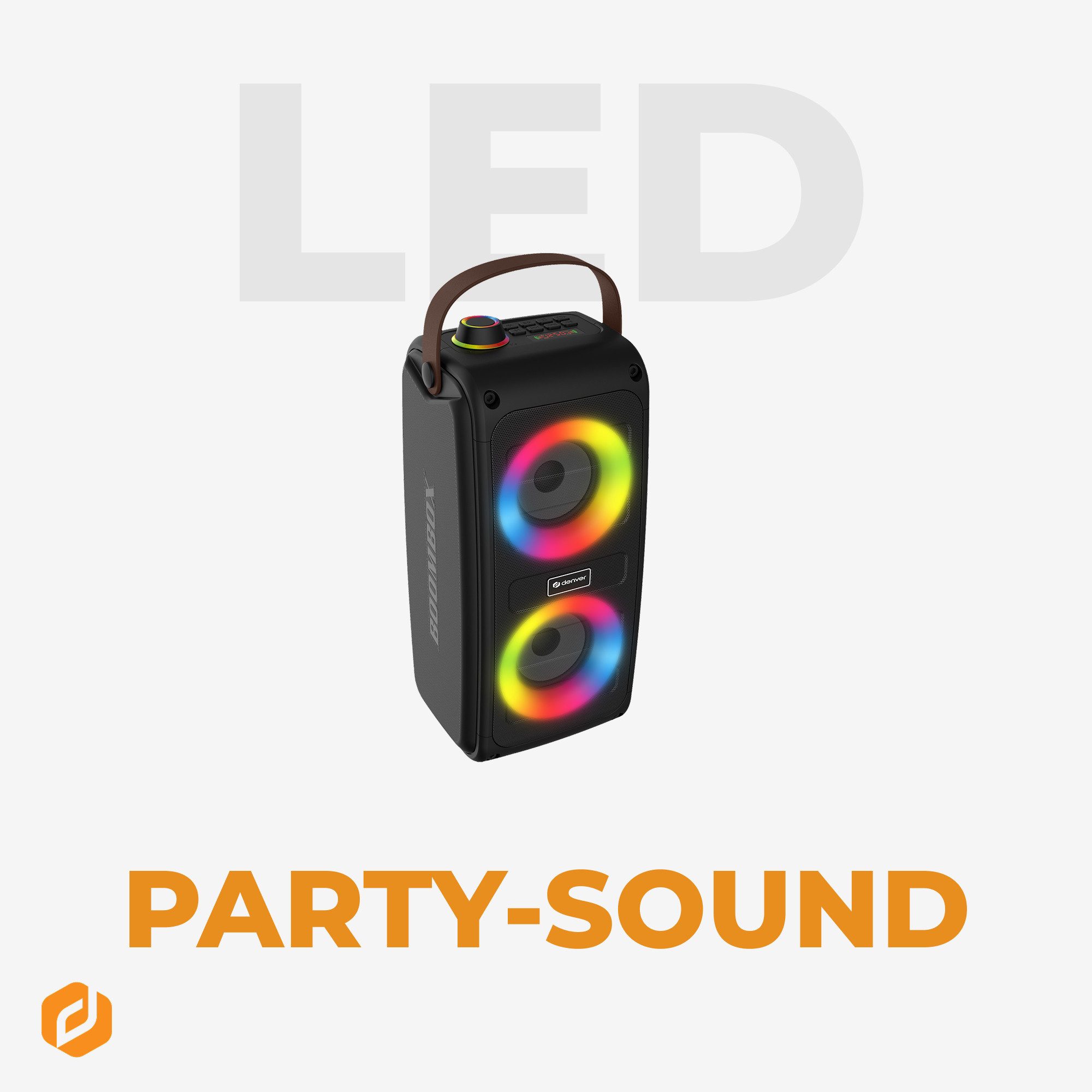 Denver BTV-230 Bluetooth-Speaker Stereo (2 Lautsprecher) (Bluetooth 5.0, 100 W, 10m Bluetooth- Reichweite, LED Lichteffekte, Karaoke-Option) – Bild 4 von 5