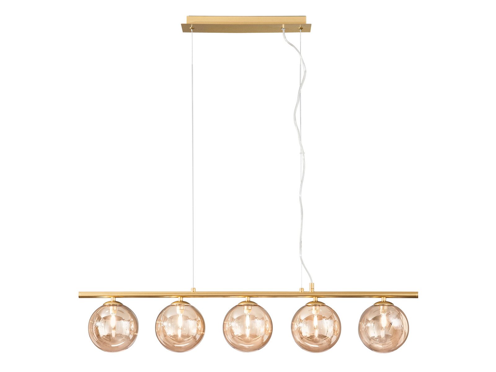 Luce Ambiente Design LED Pendelleuchte mit Glas-Kugel Schirmen Breite 100cm, Dimmfunktion, LED wechselbar, über Schalter in 3 Stufen dimmbar, Warmweiß, ausgefallene Hängelampe mehrflammig hängend für Esstisch inkl. G9 LEDs